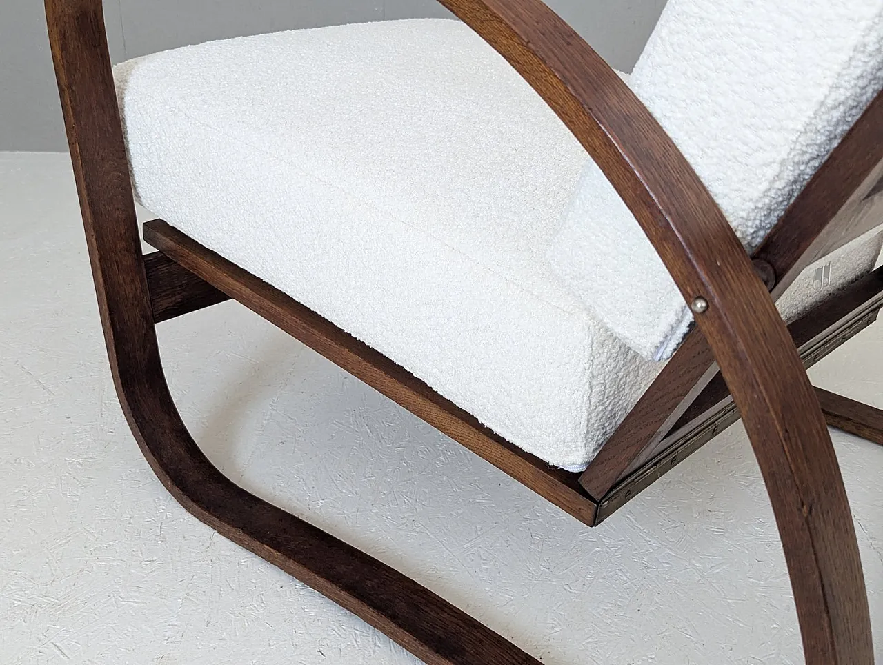 H 70 armchair in bouclé by Jindrich Halabala for Up Závody, 1930s 9