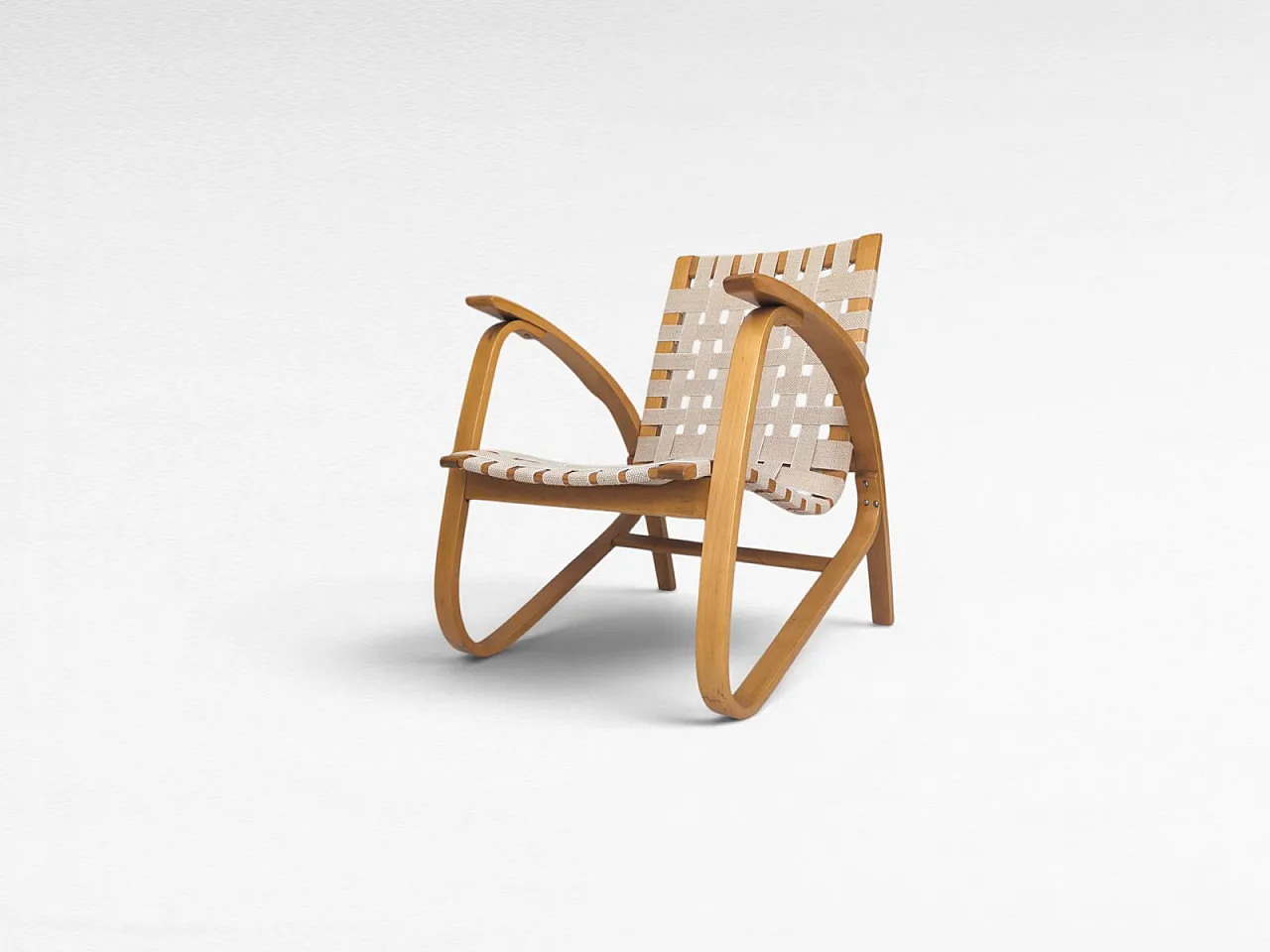 Poltrona scultorea in legno curvato di Jan Vaněk per Up Zavody, anni '30 23