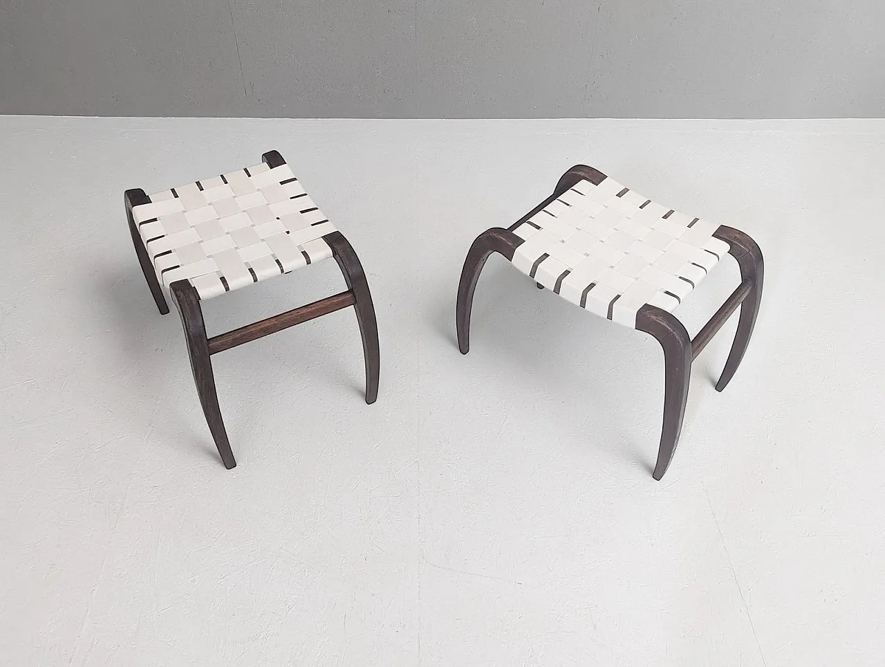 Pair of stools by Ladislav Bartoníček for Krásná Jizba, 1940s 4