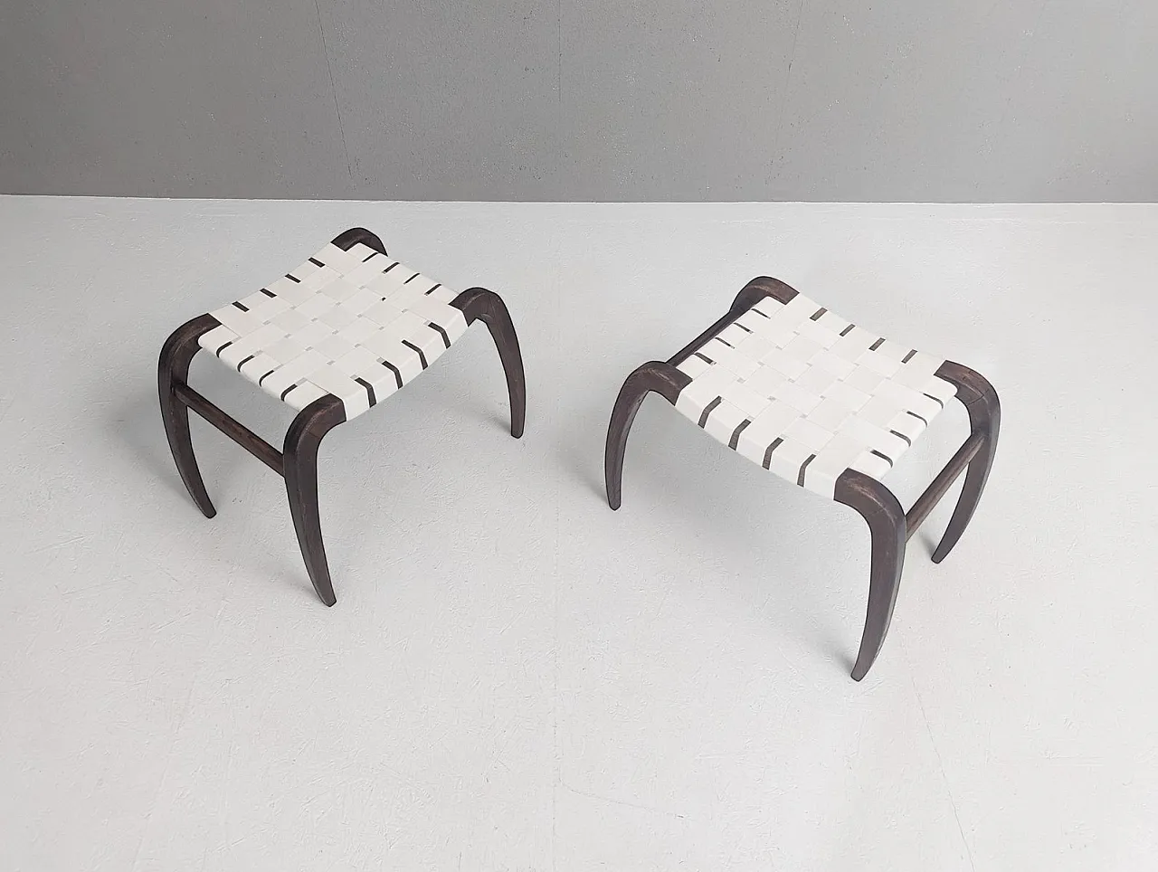 Pair of stools by Ladislav Bartoníček for Krásná Jizba, 1940s 6