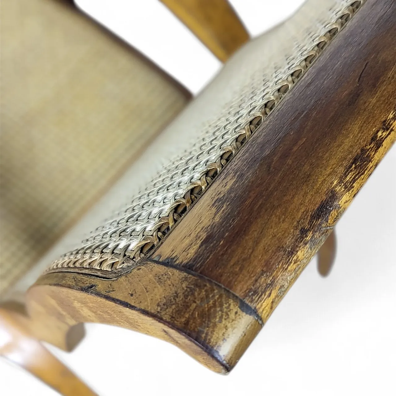Modernist sculptural cane lounge chair with ottoman, 1940s 11