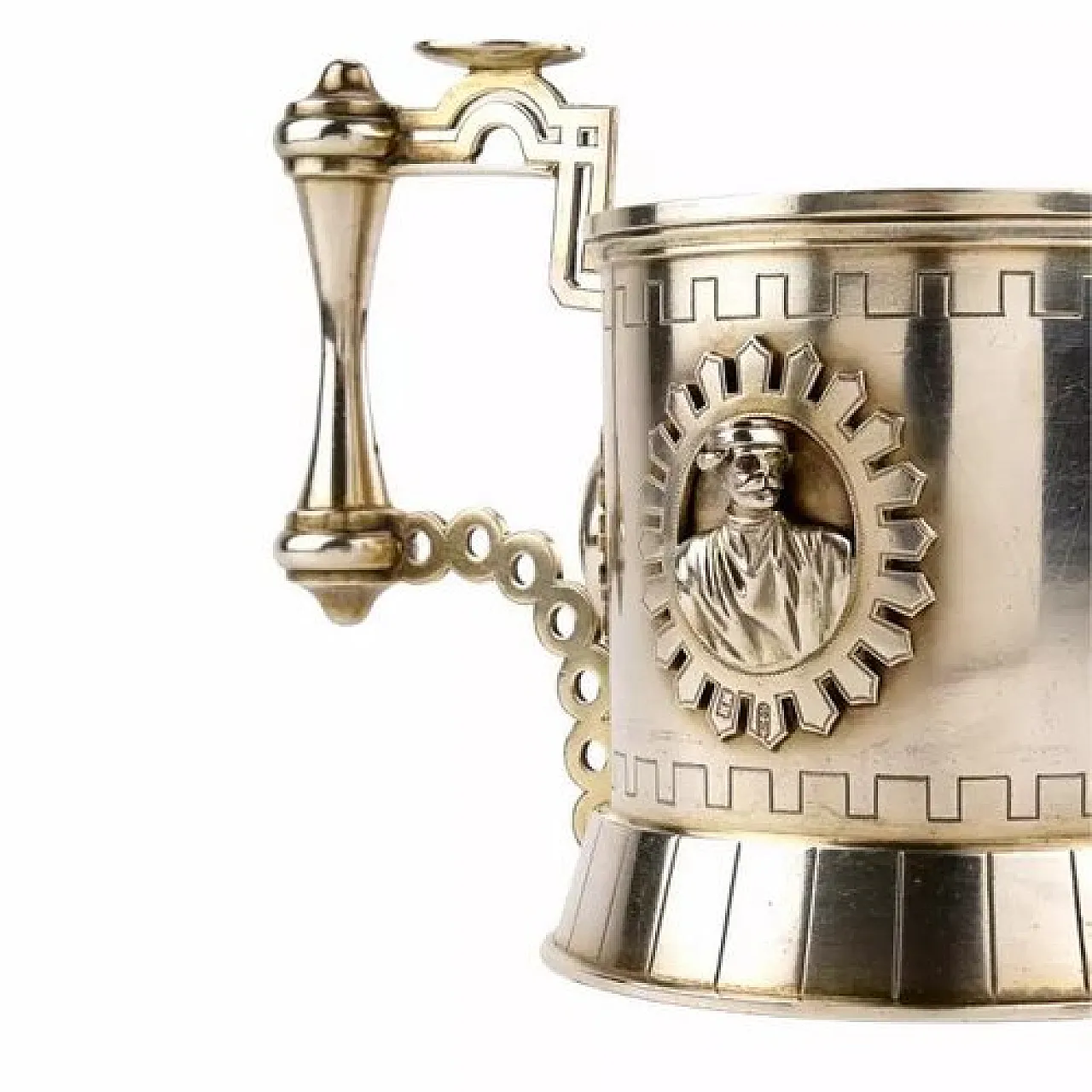 Bicchiere da tè neo-russo in argento con medaglioni in rilievo, '800 4