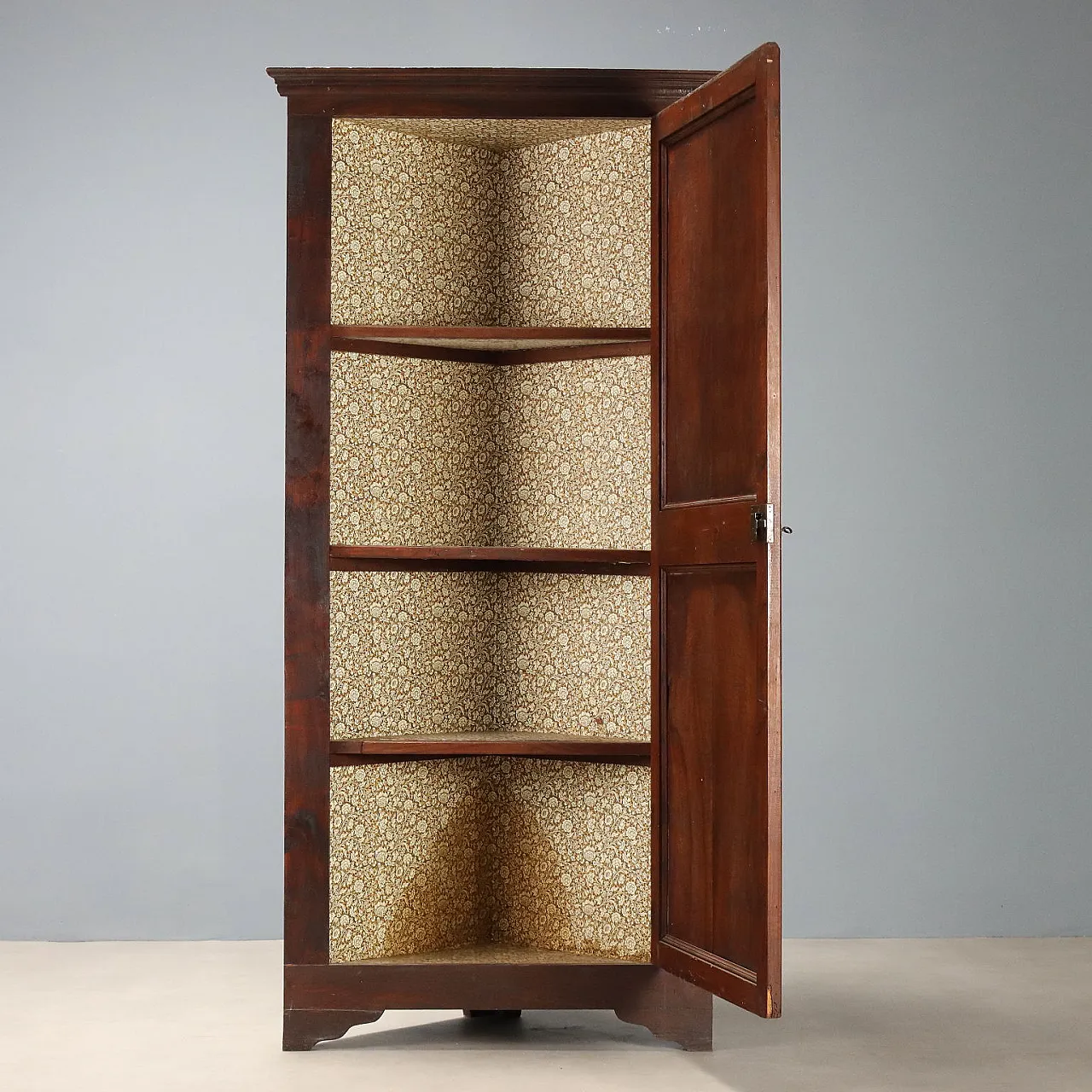 Corner cabinet in walnut and oak with woods, 20th century 3
