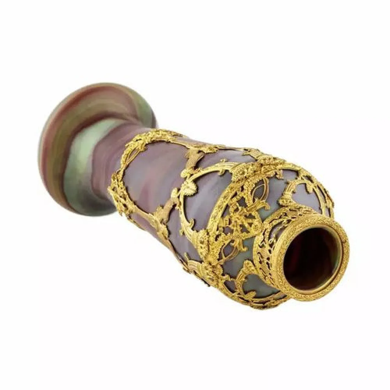 Agate glass vase with gilt metal mounts, 20th century 5