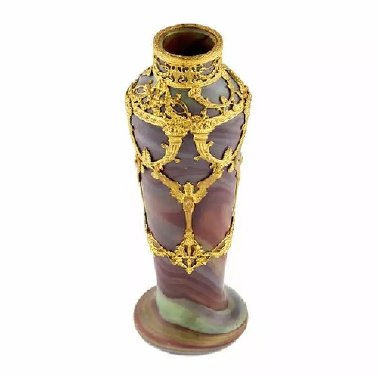 Agate glass vase with gilt metal mounts, 20th century 6