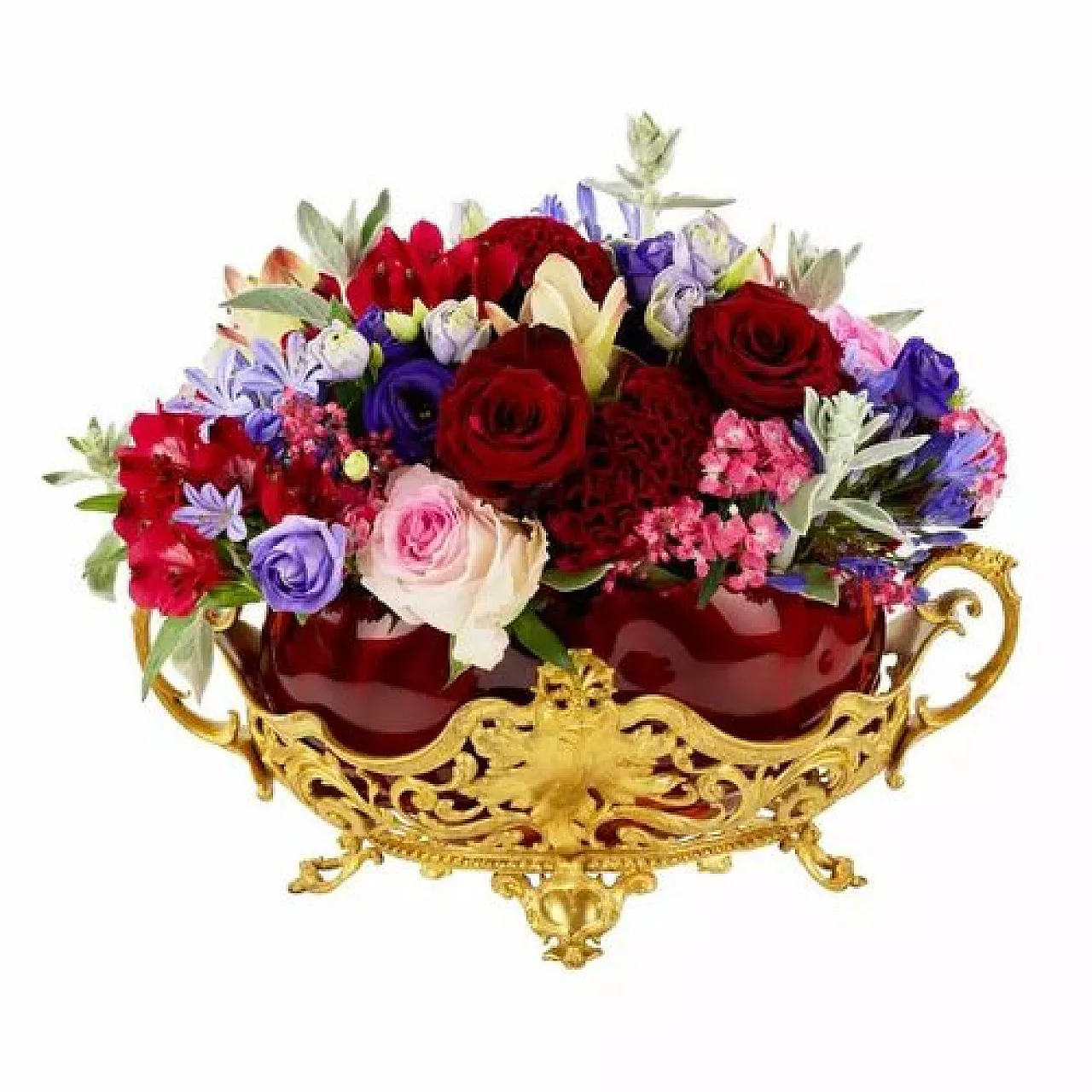 Gilt bronze and amber glass jardinière, 19th century 2