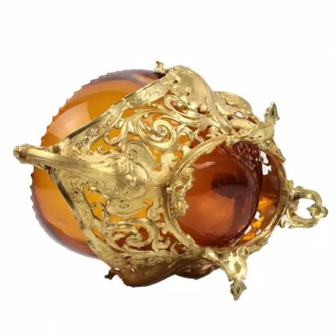 Gilt bronze and amber glass jardinière, 19th century 4