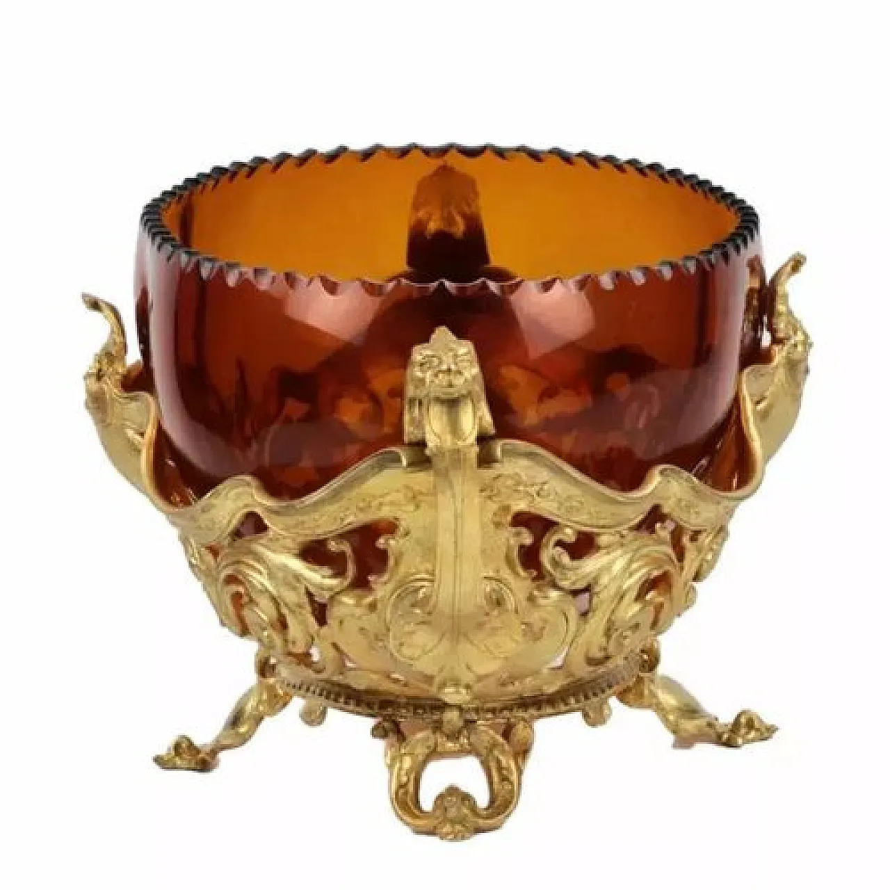 Gilt bronze and amber glass jardinière, 19th century 5