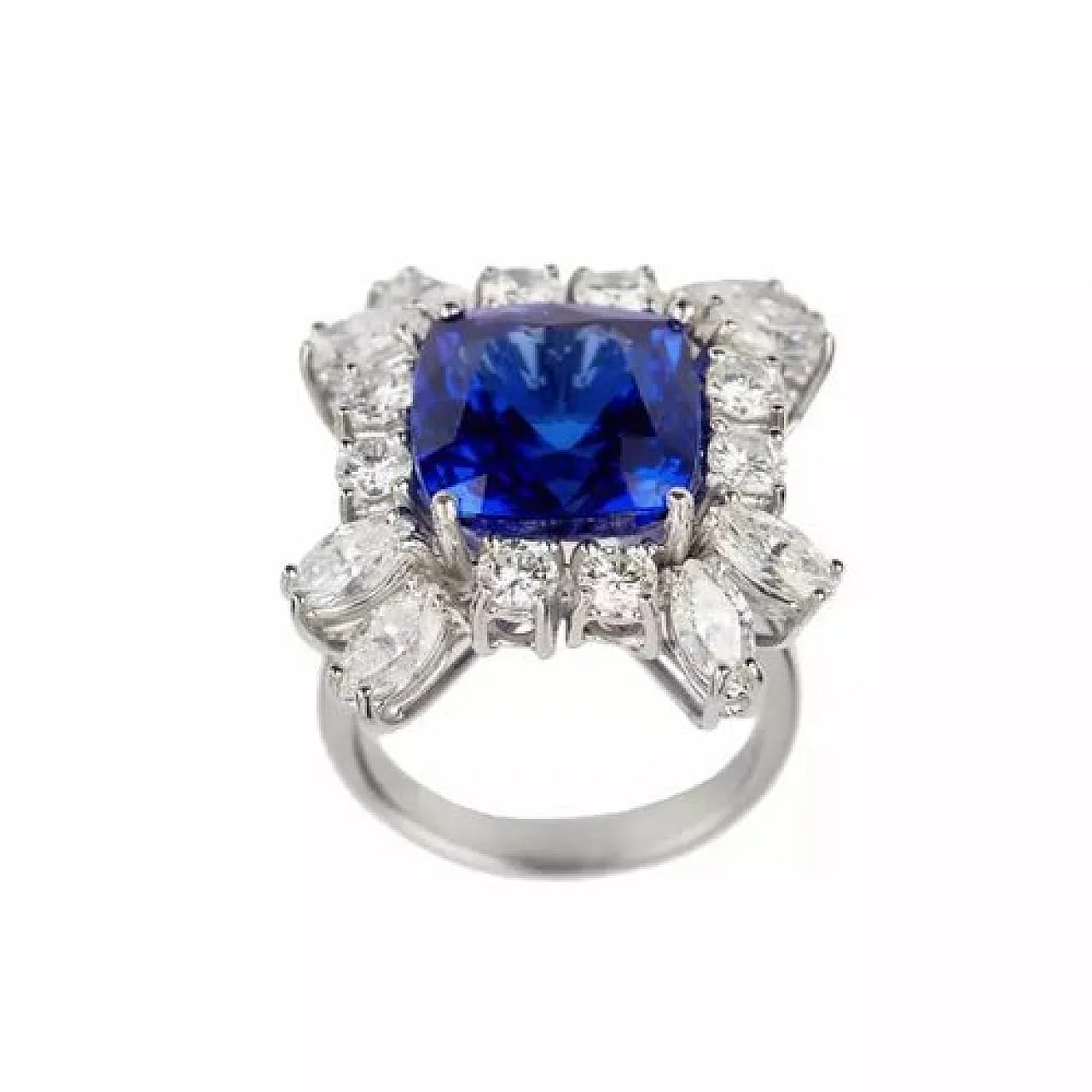 Gold ring with tanzanite and diamonds, 2000s 1