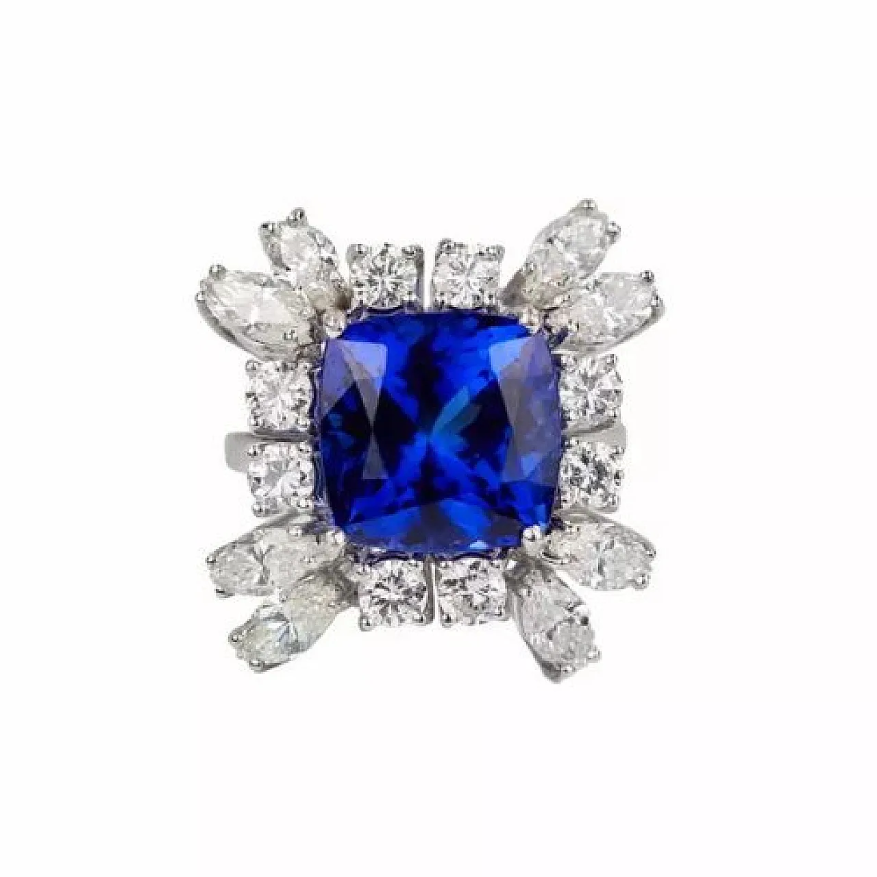 Gold ring with tanzanite and diamonds, 2000s 7