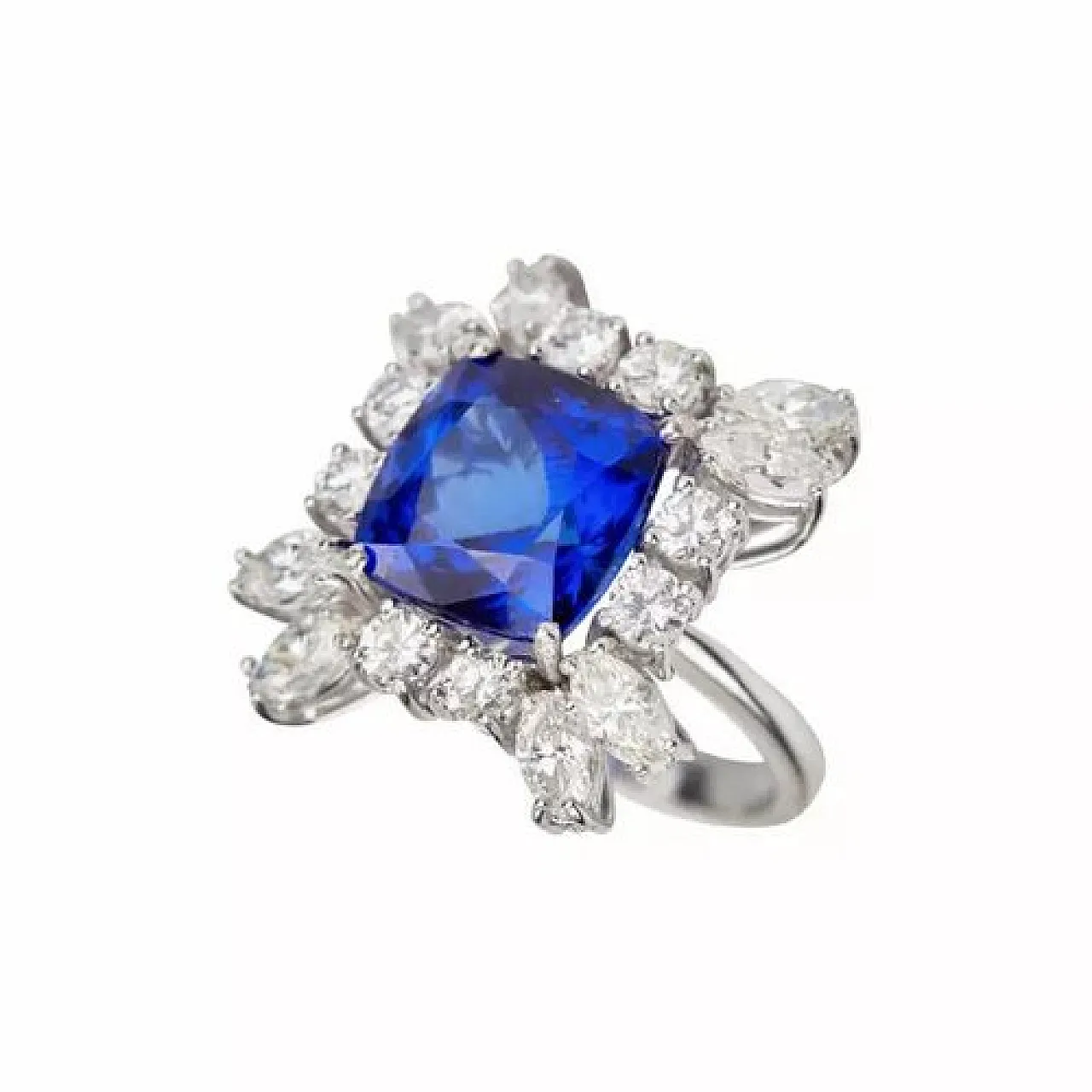 Gold ring with tanzanite and diamonds, 2000s 8