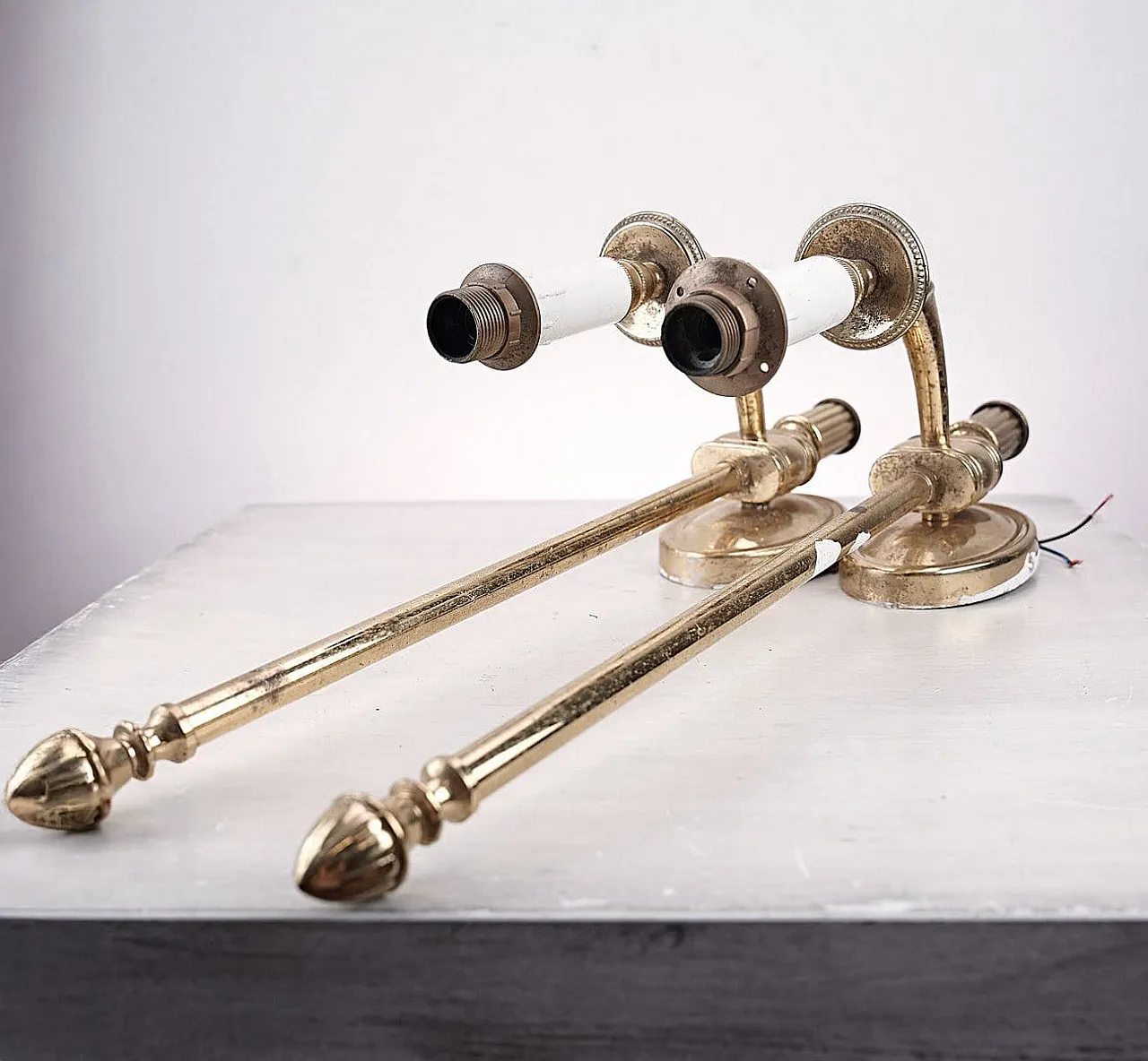 Brass candelabra-style wall light in brass, 1970s 3