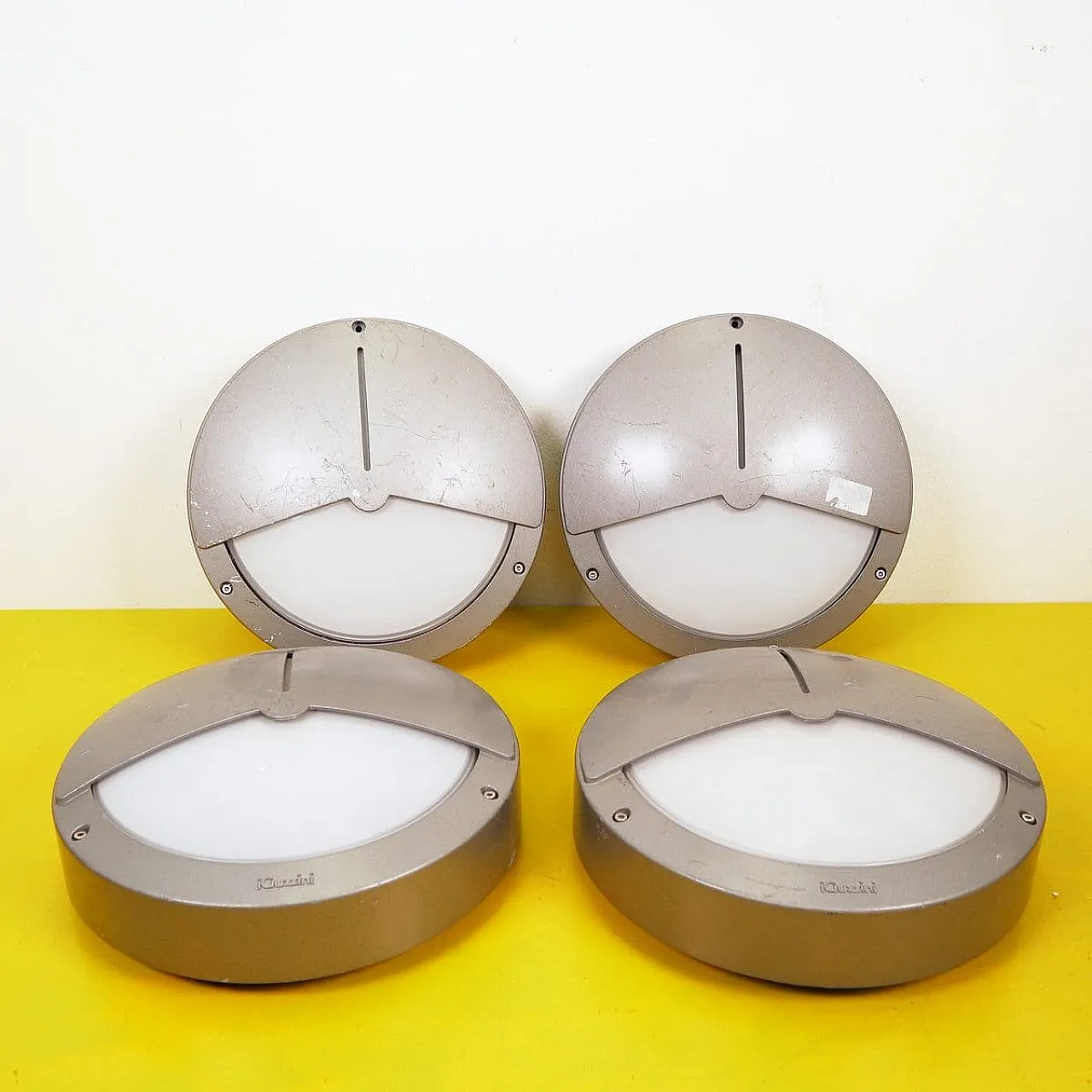 4 Metal and glass wall lamps from Guzzini, 1980s 1
