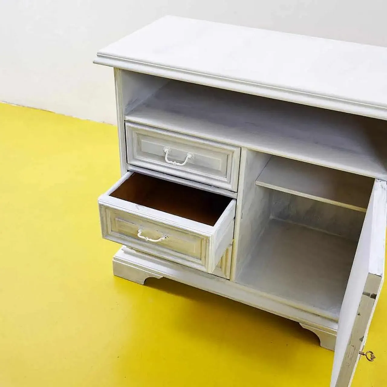 Small white wooden sideboard, 1980s 4