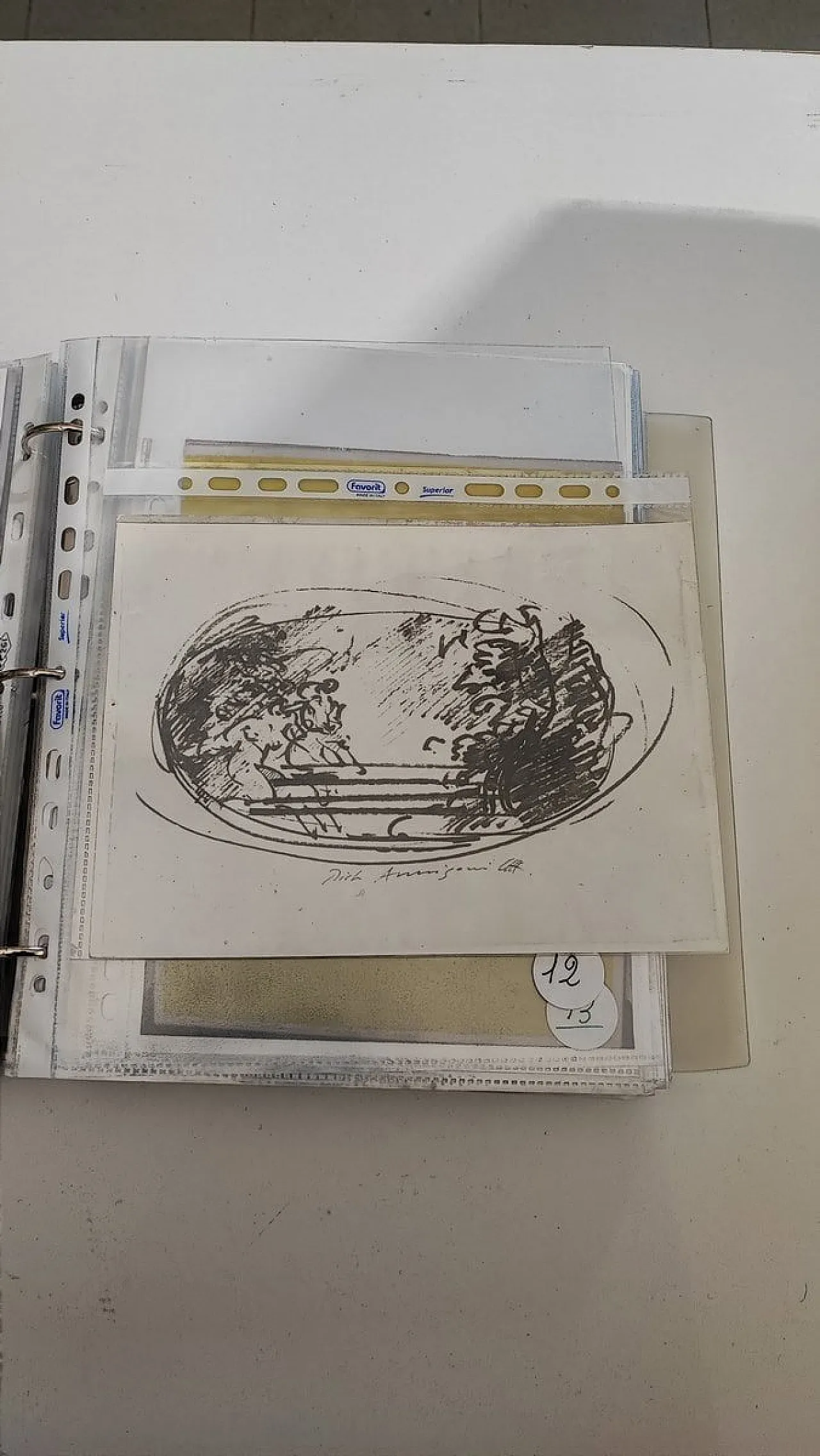 Pietro Annigoni, Abstract Composition, drawing on paper, 1970s 9