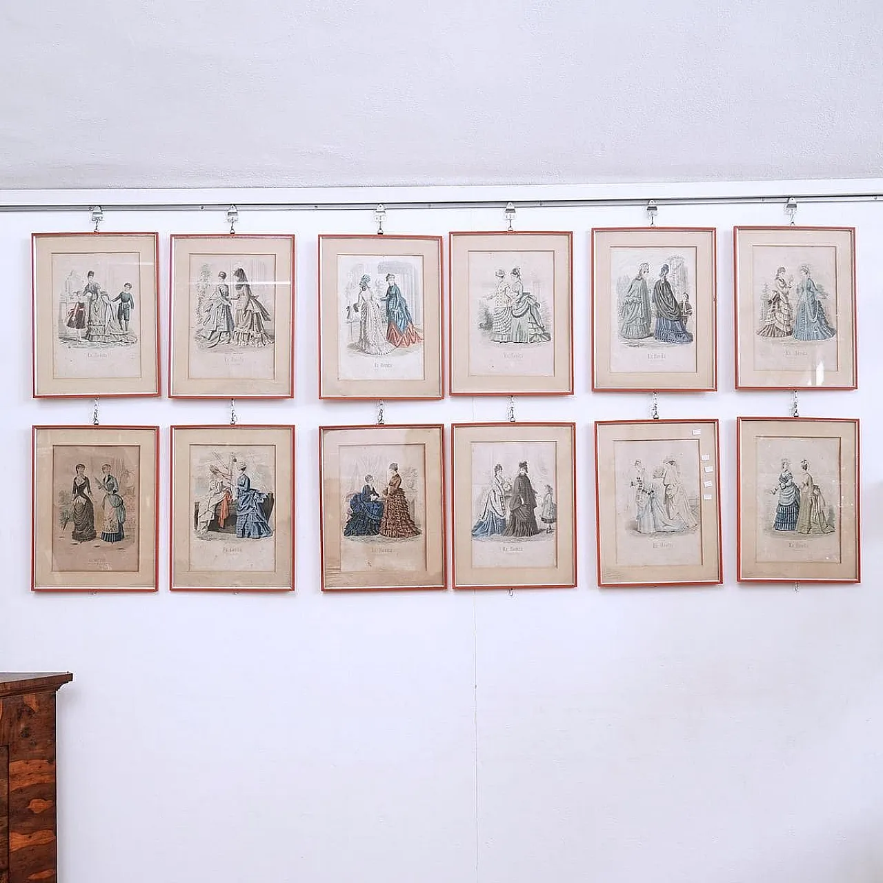 Composizione figurativa, XVIII secolo, Xilografia ad acquarello, set di 12 1