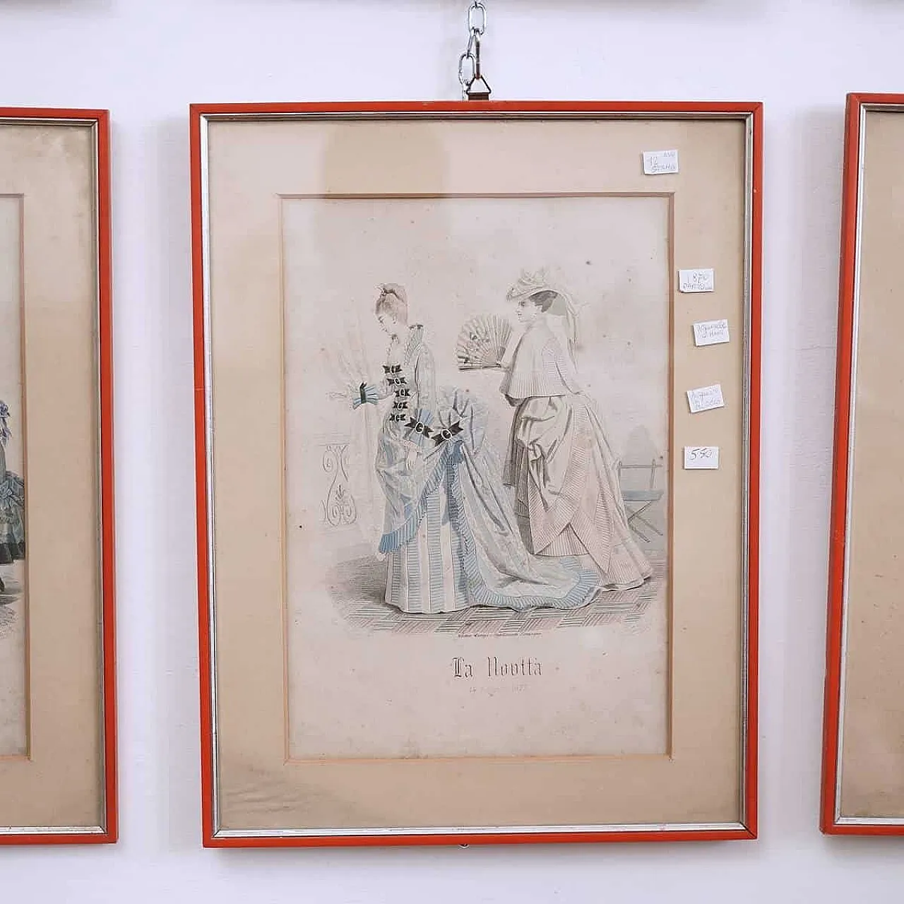 Composizione figurativa, XVIII secolo, Xilografia ad acquarello, set di 12 5