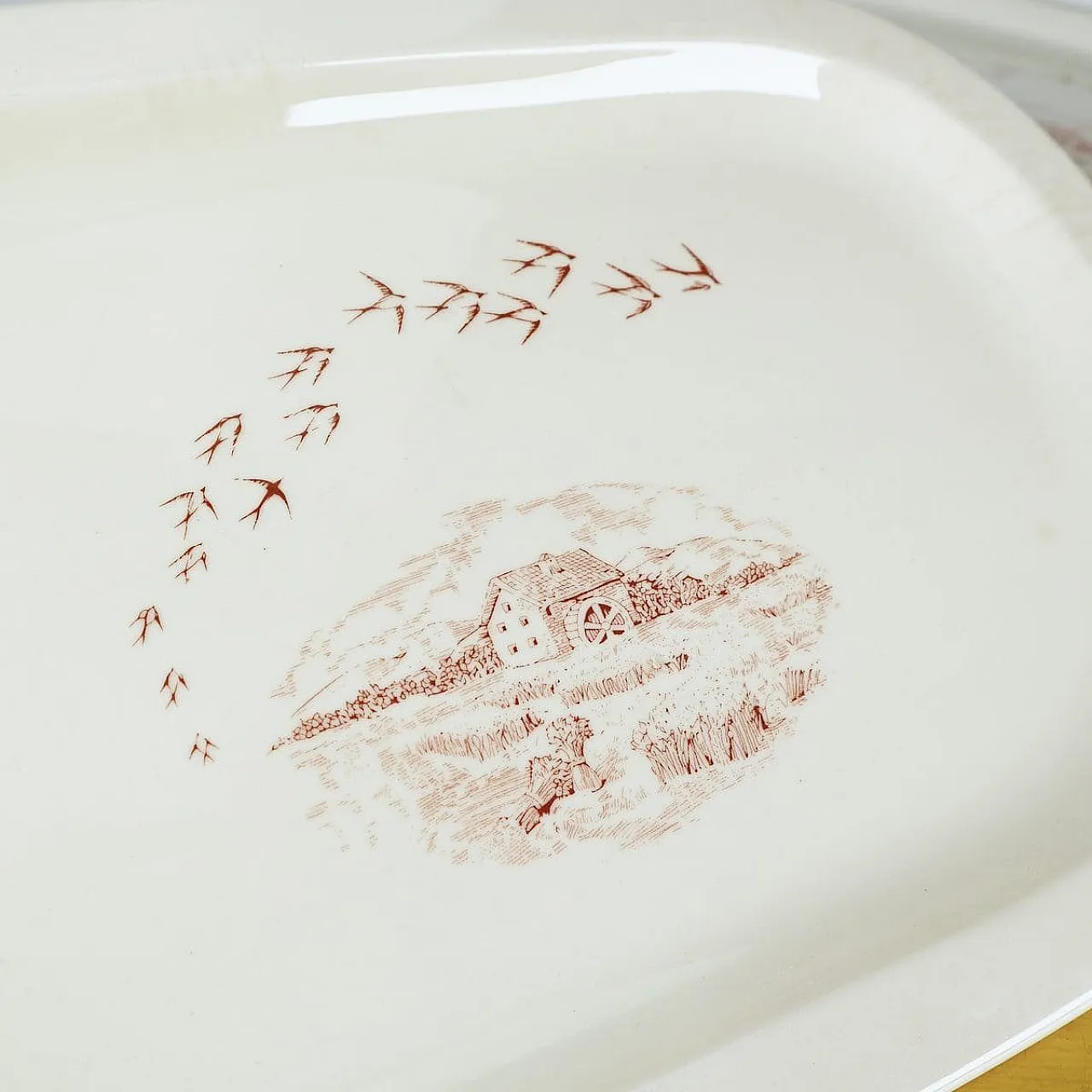 6 Piatti Mulino Bianco ovali in ceramica bianca, anni '80 2