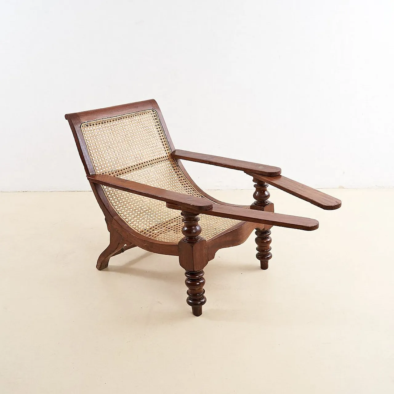 Colonial Style Fireplace Armchair in Vienna Straw, 1920s 1