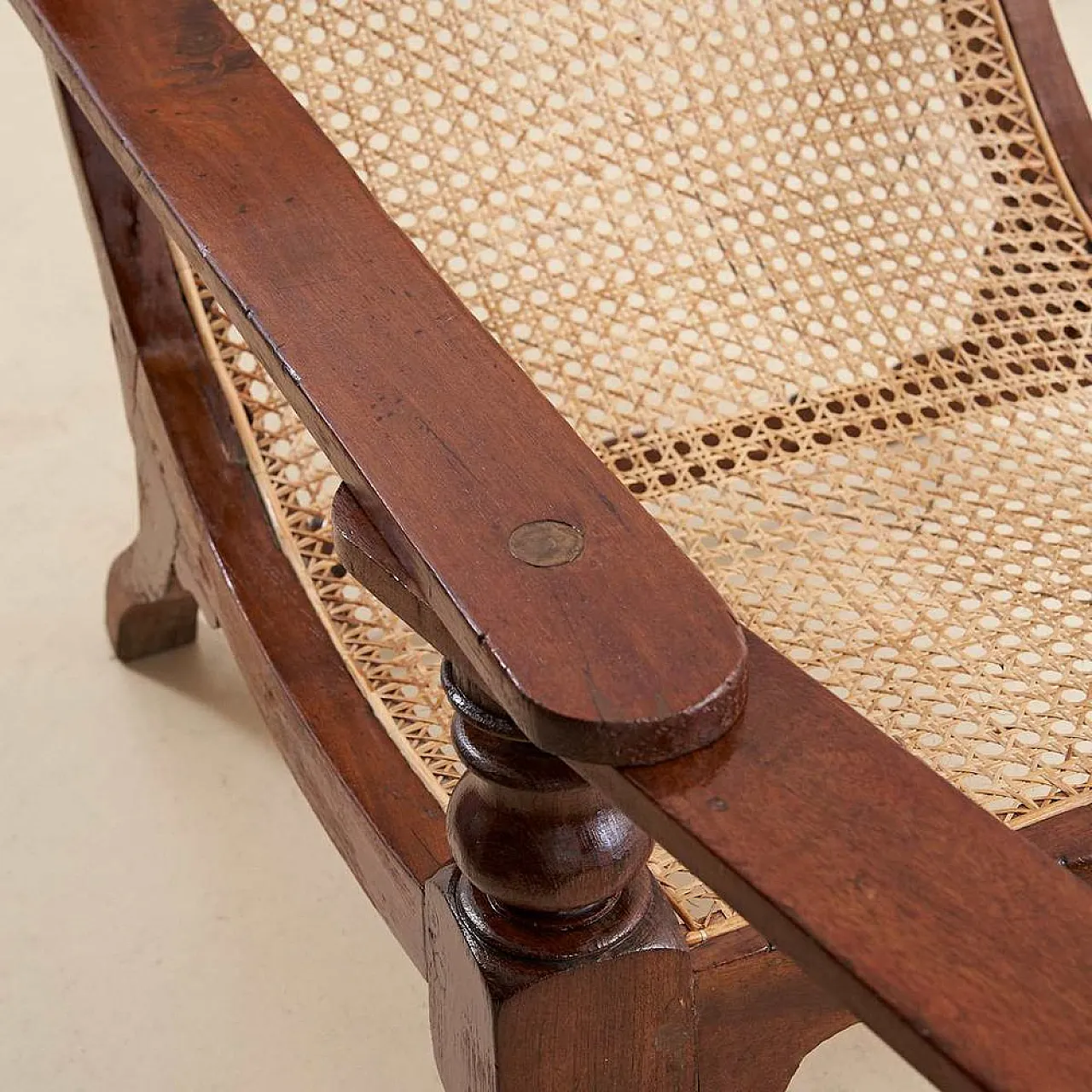Colonial Style Fireplace Armchair in Vienna Straw, 1920s 3