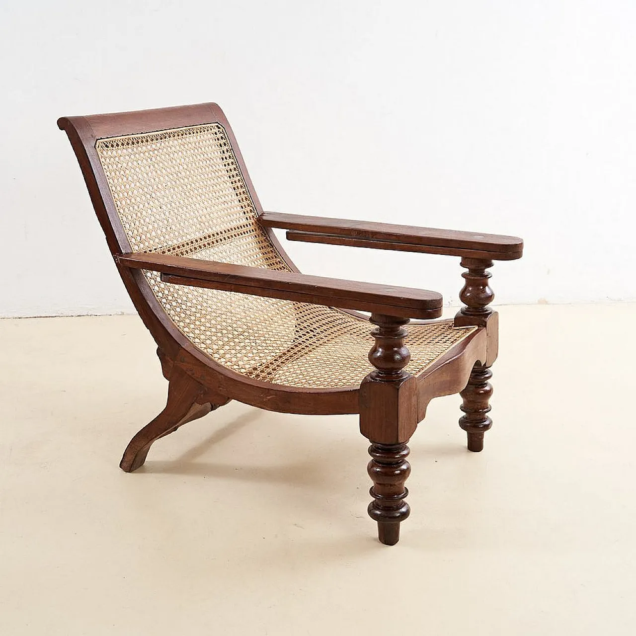 Colonial Style Fireplace Armchair in Vienna Straw, 1920s 4