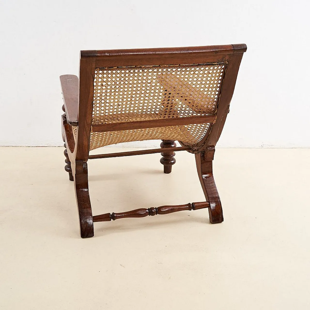 Colonial Style Fireplace Armchair in Vienna Straw, 1920s 7