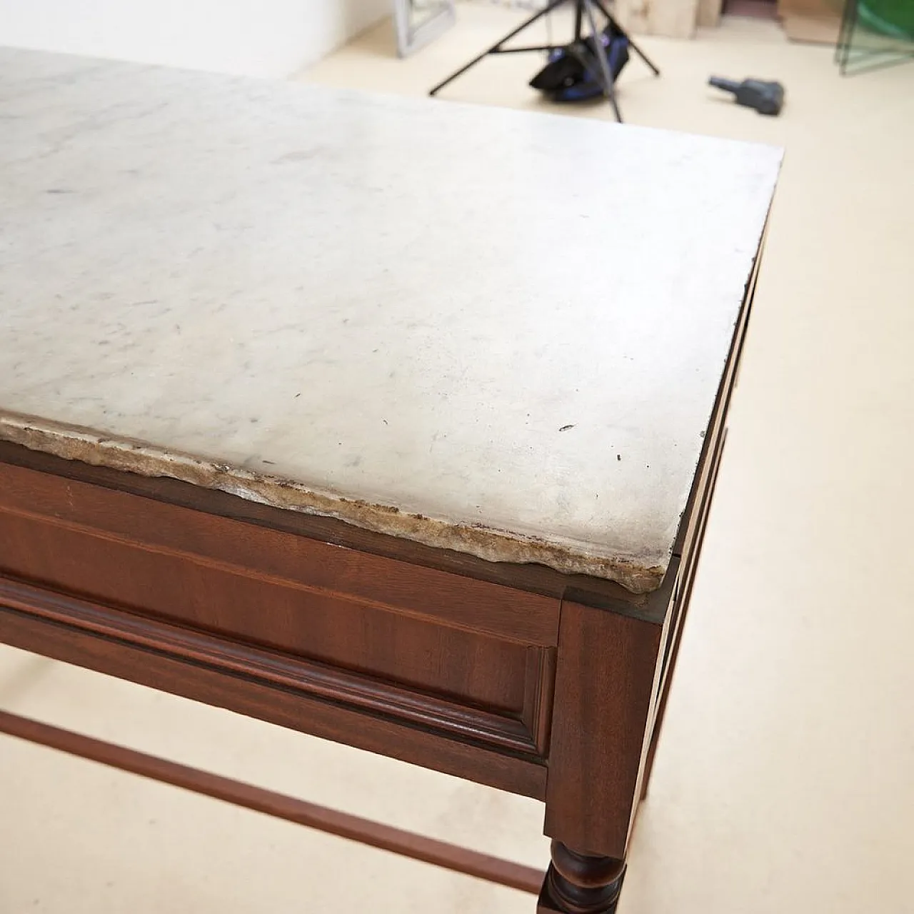 2 drawerDesk with Marble Top, 1930s 6