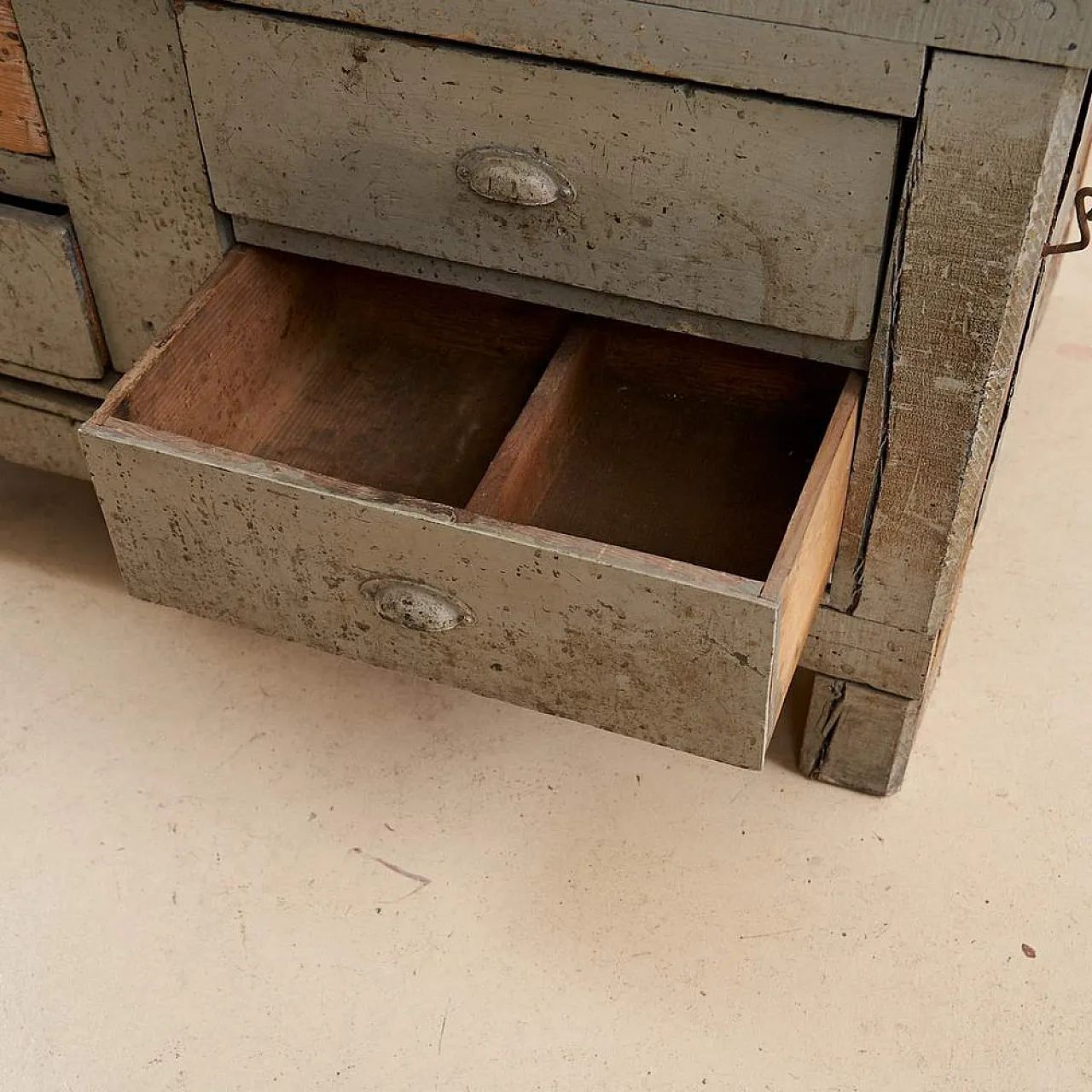 Wooden Work bench with Vice and Drill, 1930s 9