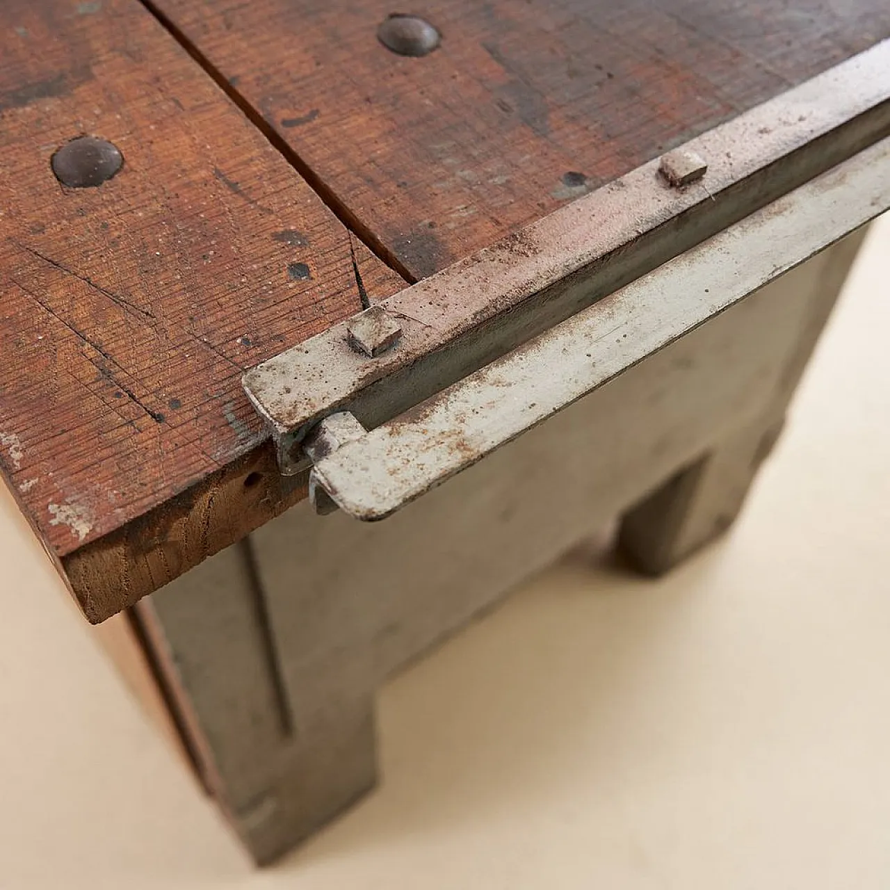 Wooden Work bench with Vice and Drill, 1930s 13