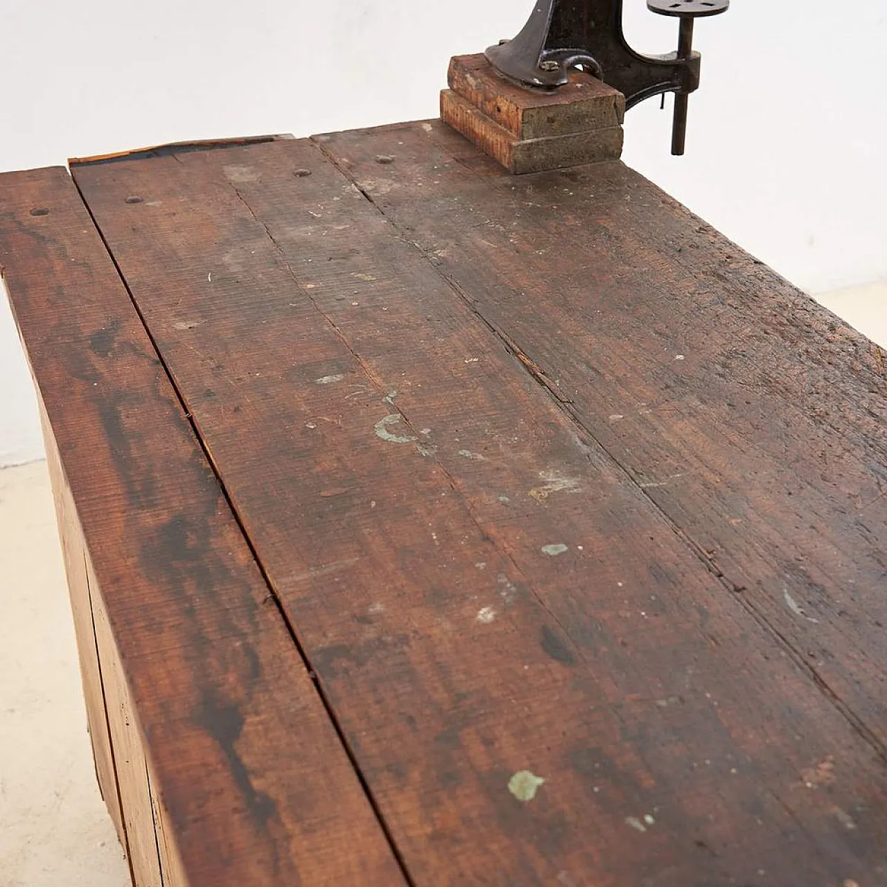 Wooden Work bench with Vice and Drill, 1930s 15