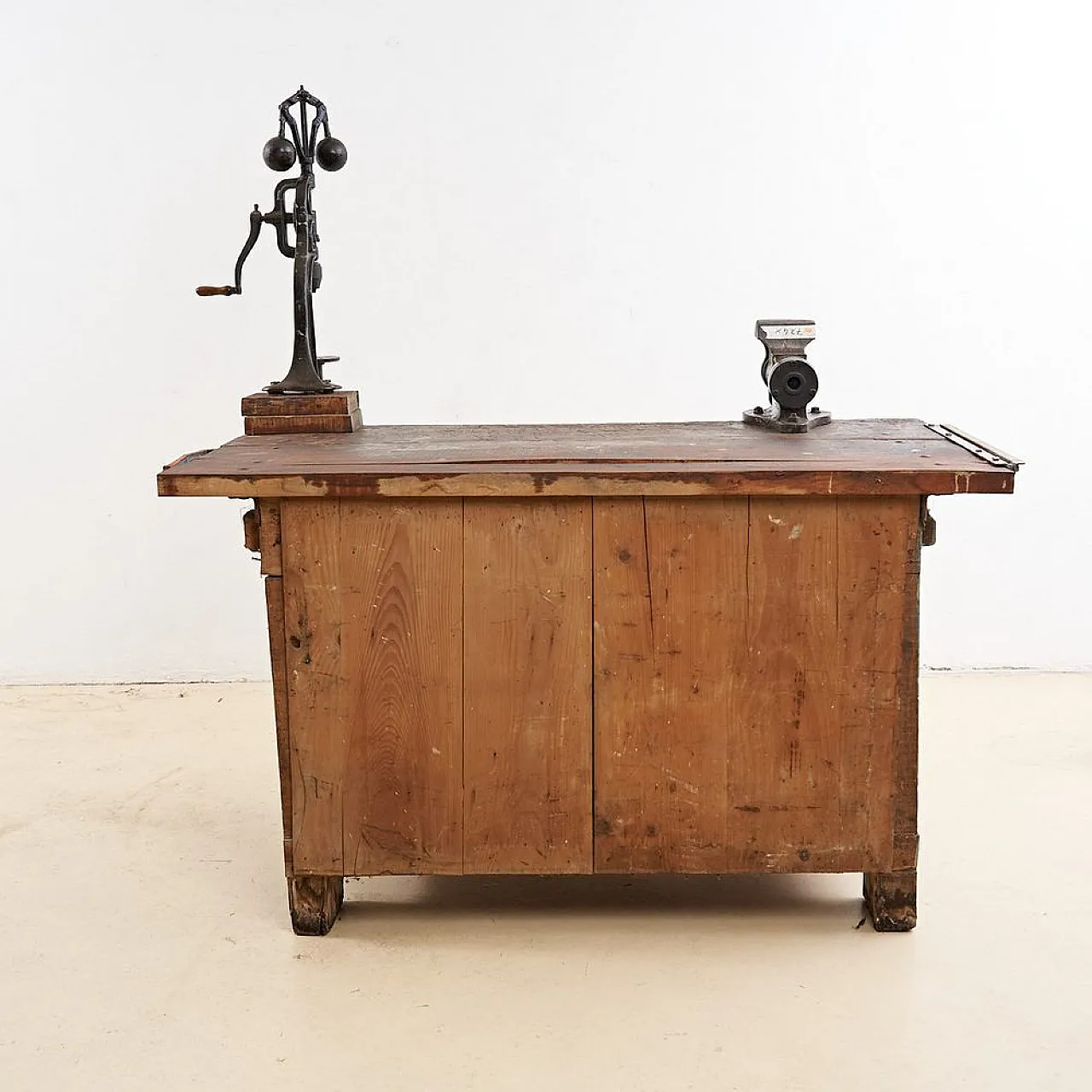 Wooden Work bench with Vice and Drill, 1930s 16