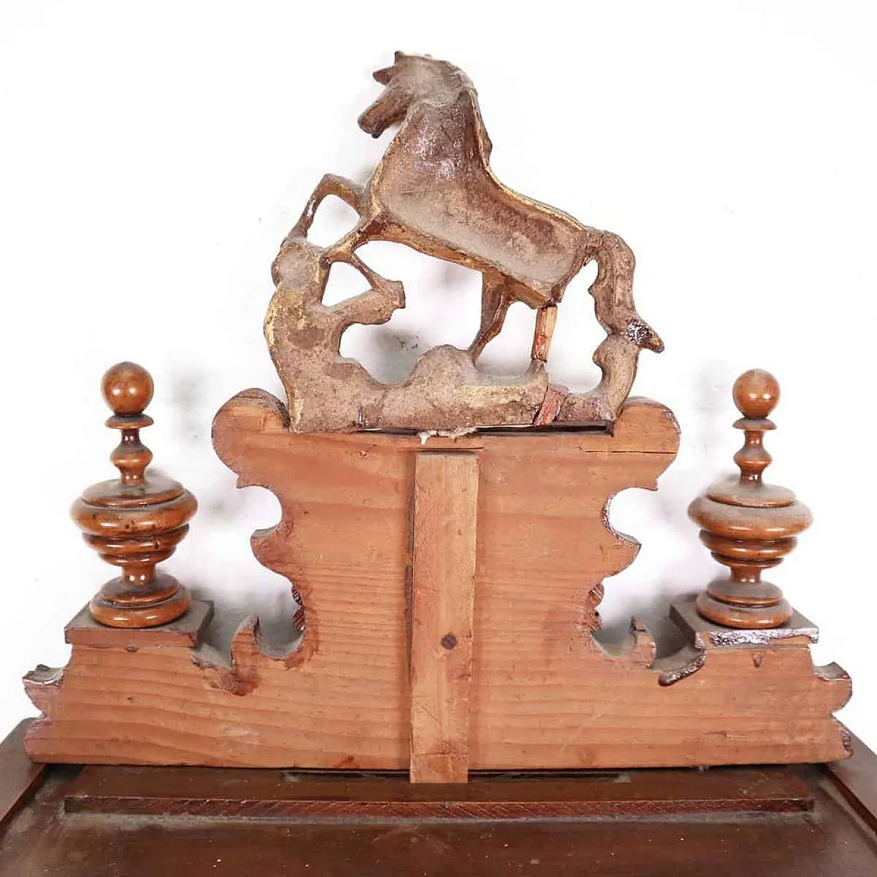 Wall Pendulum Clock in wood eith horse, 20th centrury 13