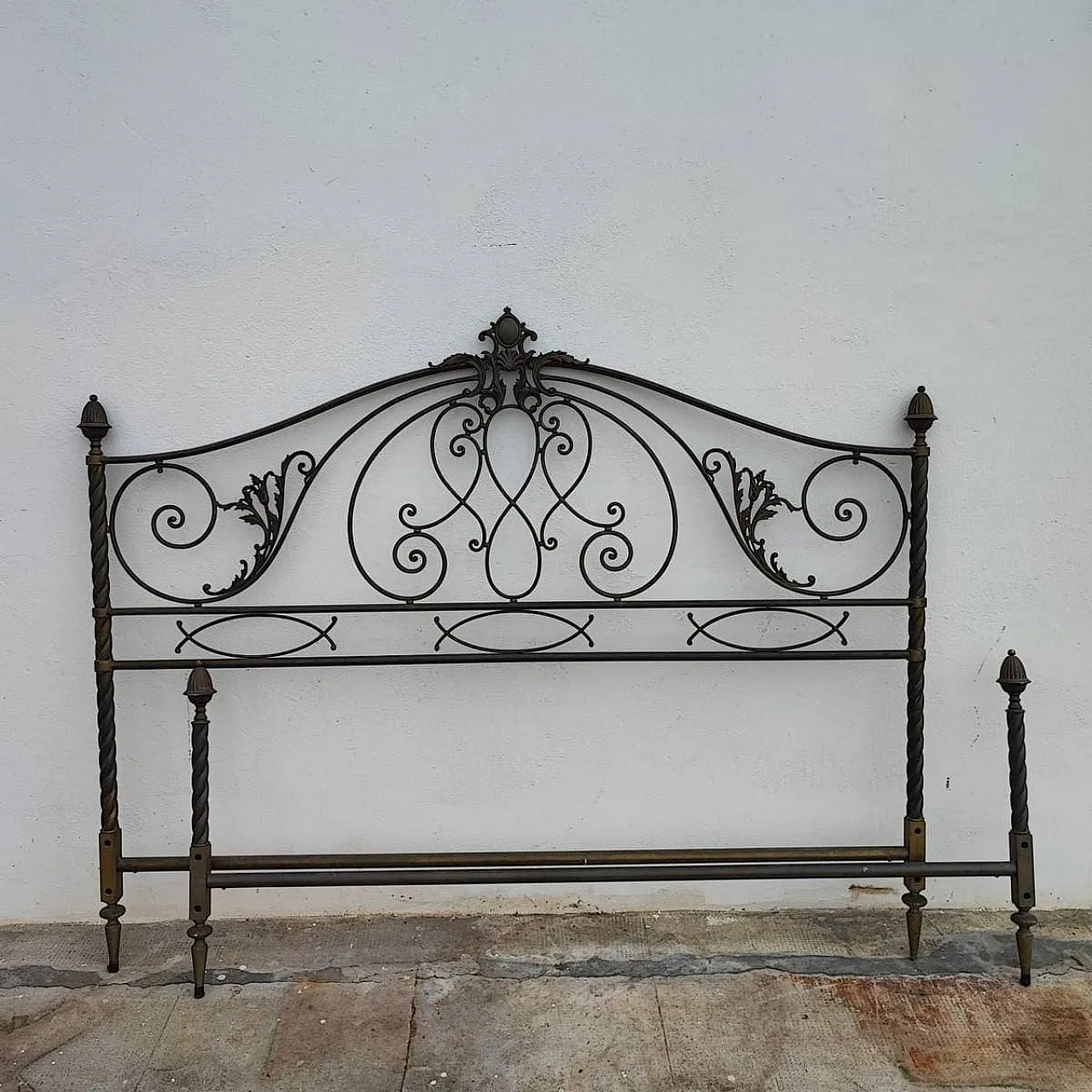 Antique Metal Bed with Twists and Decorations, 1970s 2