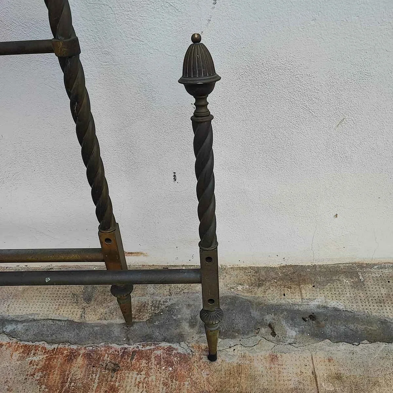 Antique Metal Bed with Twists and Decorations, 1970s 3