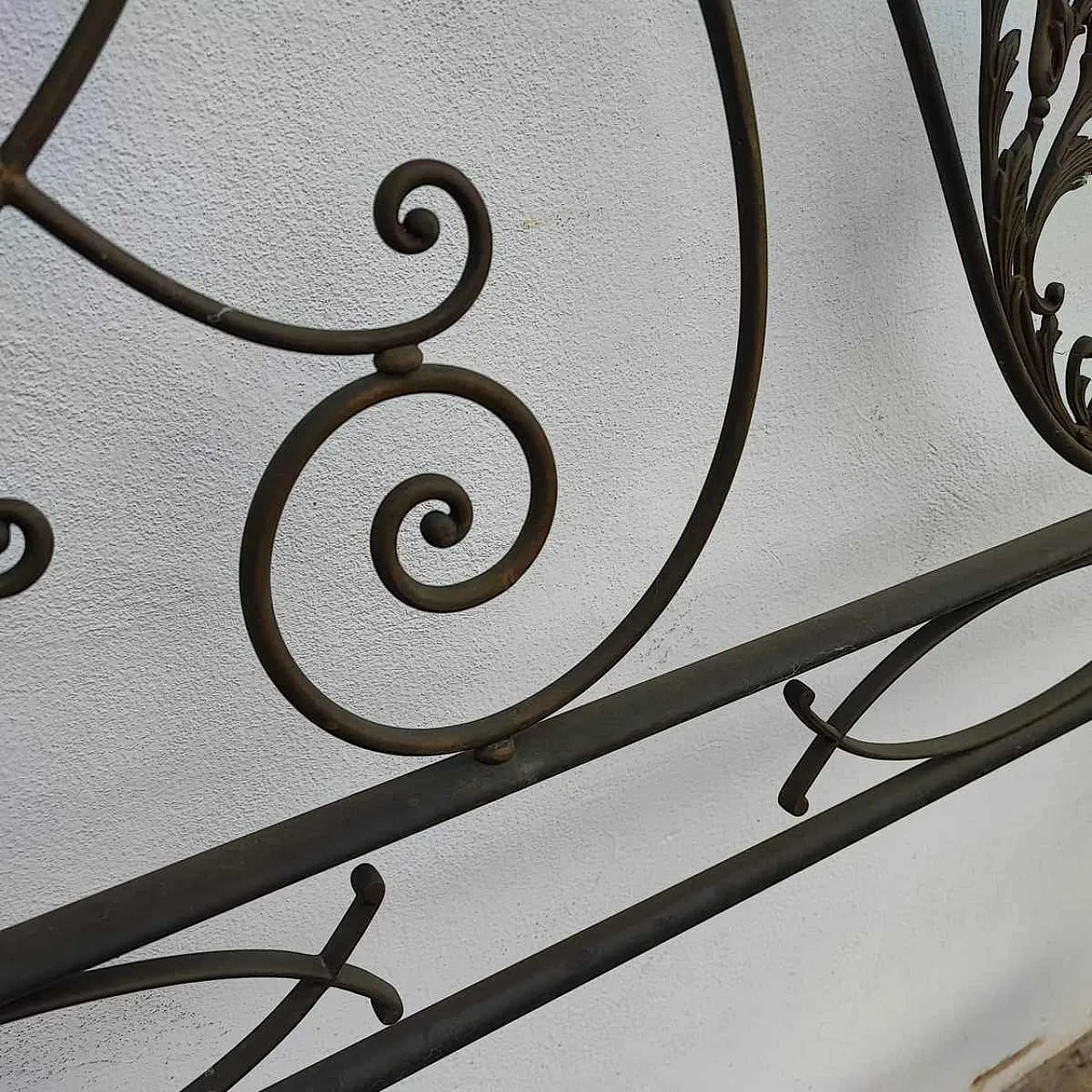 Antique Metal Bed with Twists and Decorations, 1970s 4