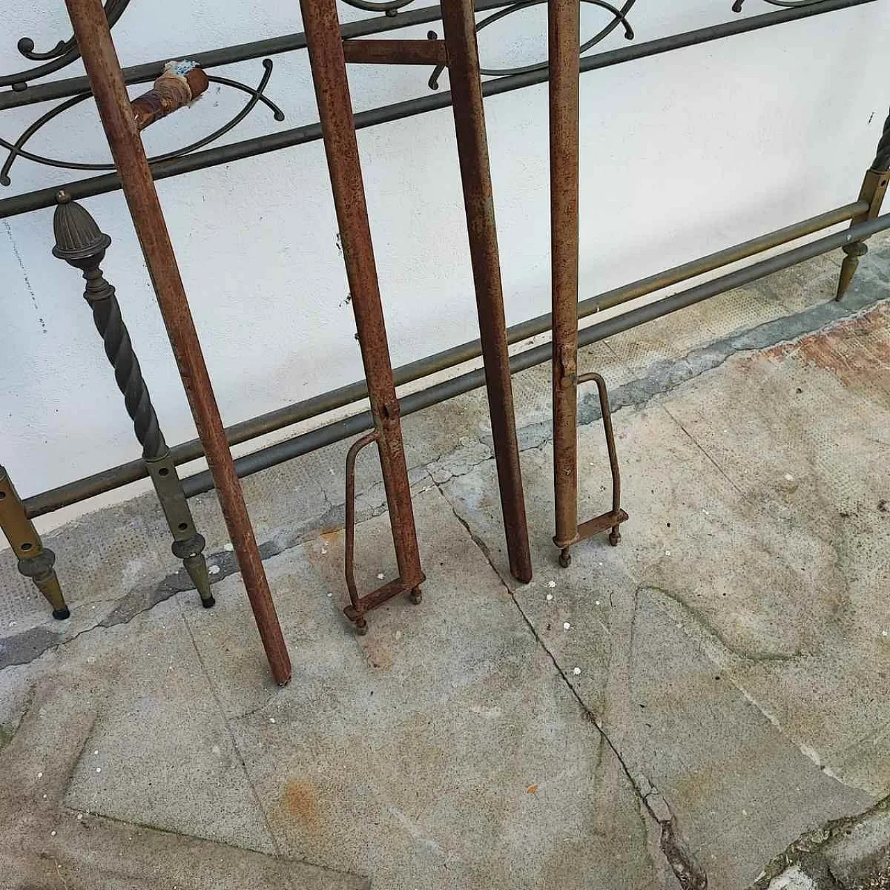 Antique Metal Bed with Twists and Decorations, 1970s 6