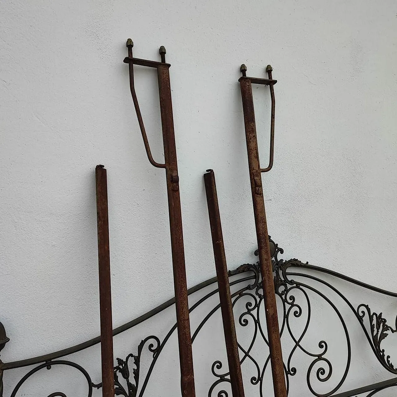 Antique Metal Bed with Twists and Decorations, 1970s 7