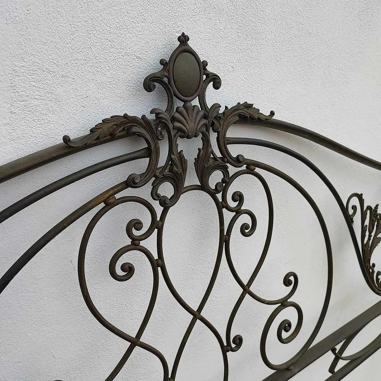 Antique Metal Bed with Twists and Decorations, 1970s 12