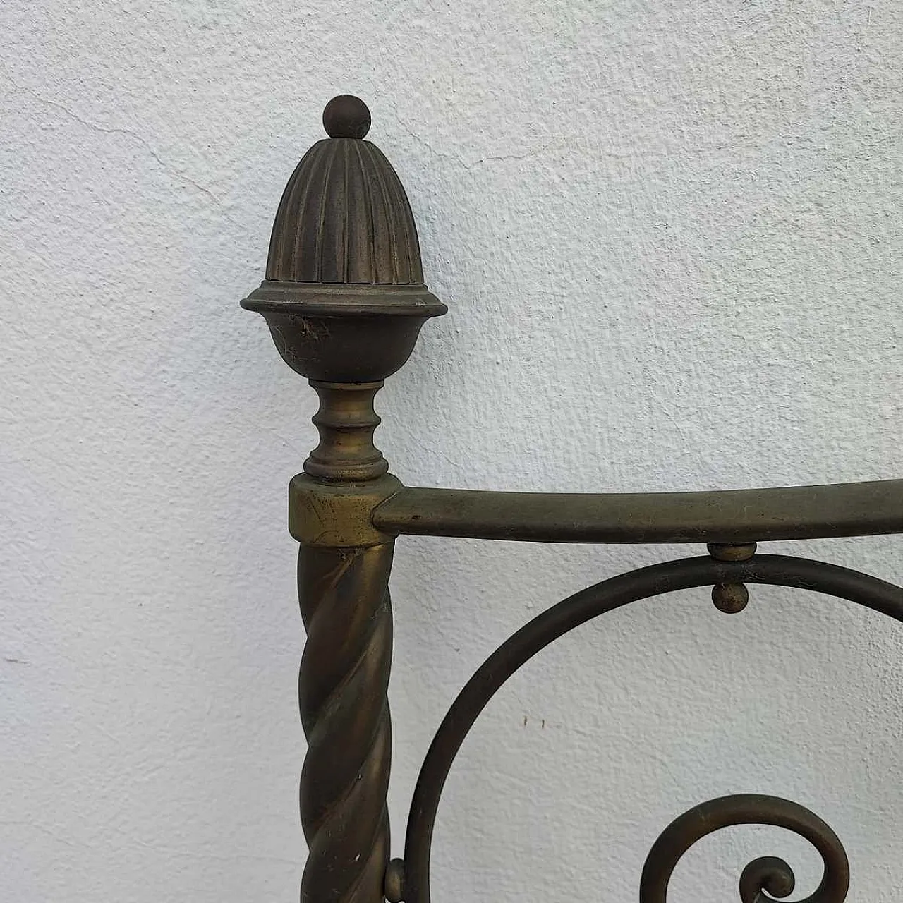 Antique Metal Bed with Twists and Decorations, 1970s 14