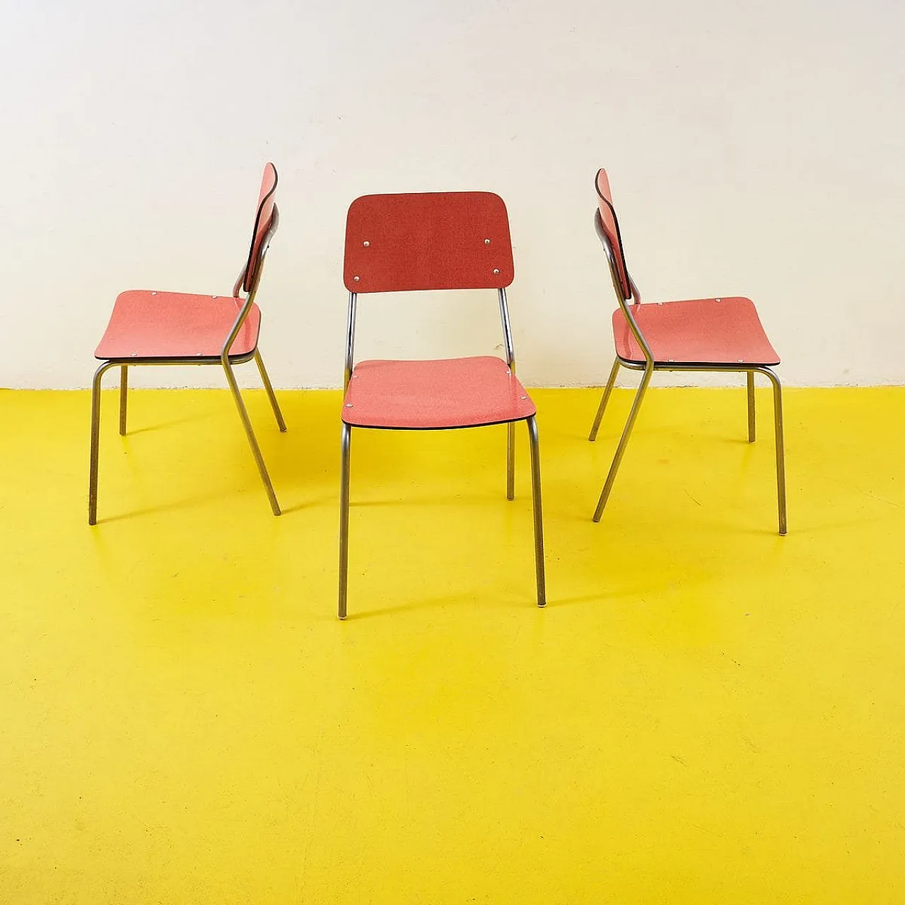 3 Formica and chromed metal chairs, 1950s 2