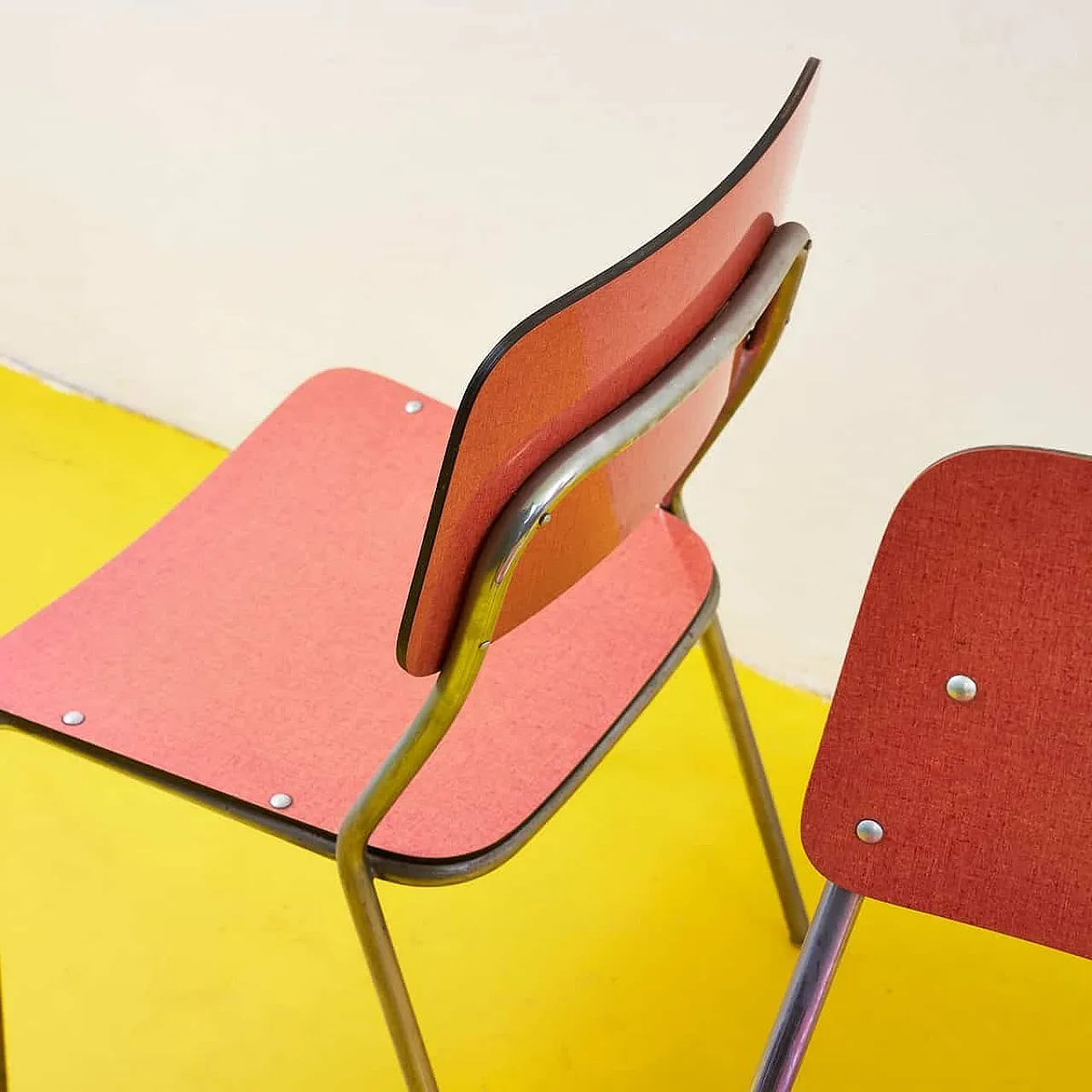 3 Formica and chromed metal chairs, 1950s 5