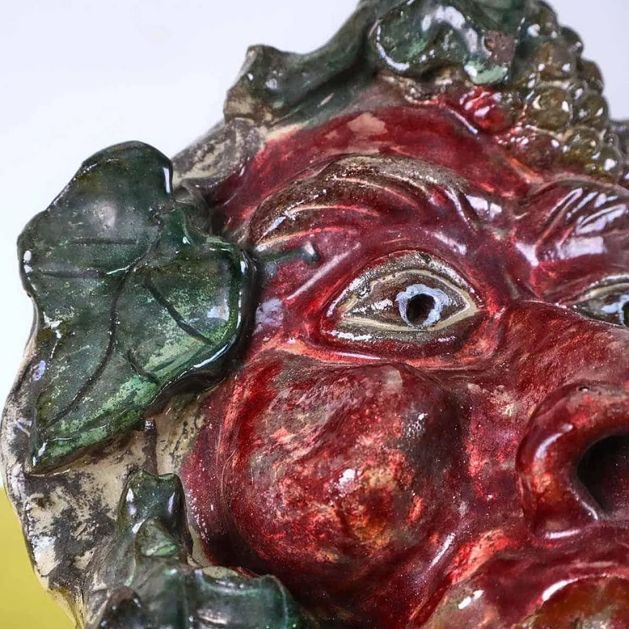 Bacchus Mask in Ceramic attr. to Seminara Paolo Condurso, 20th century 2