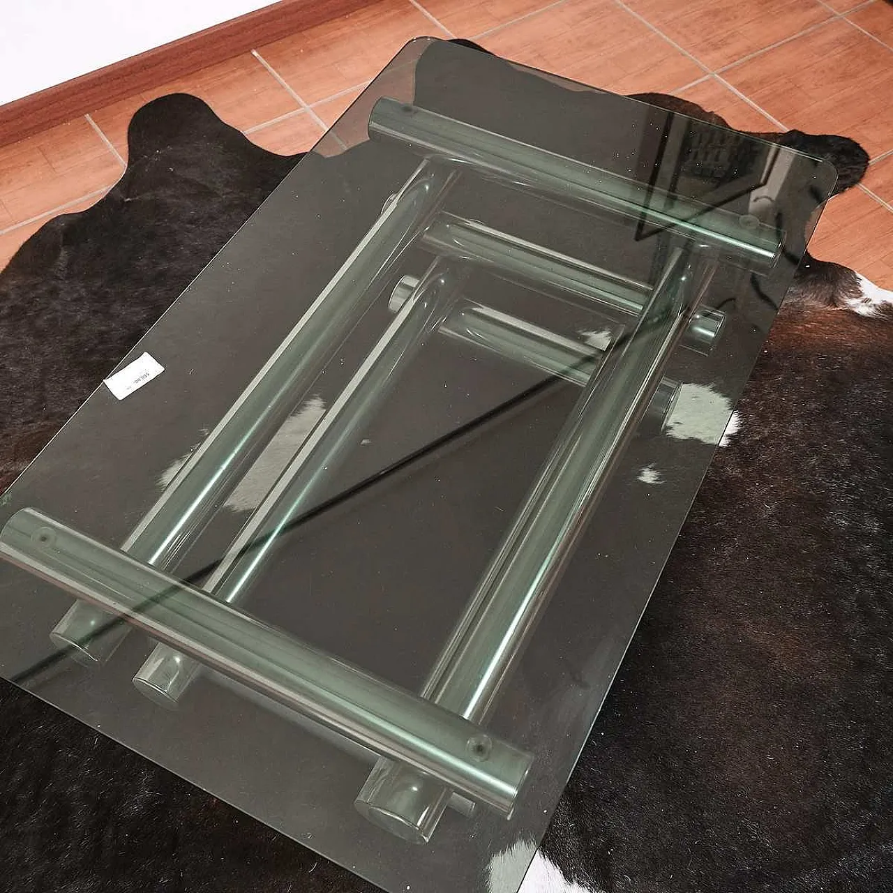 Coffee table in glass and chrome metal, 1970s 6
