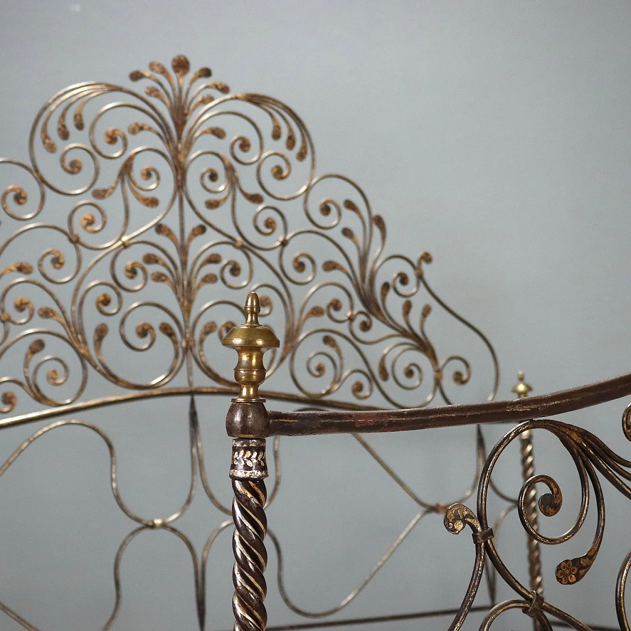 Wrought iron double bed, late 18th century 3