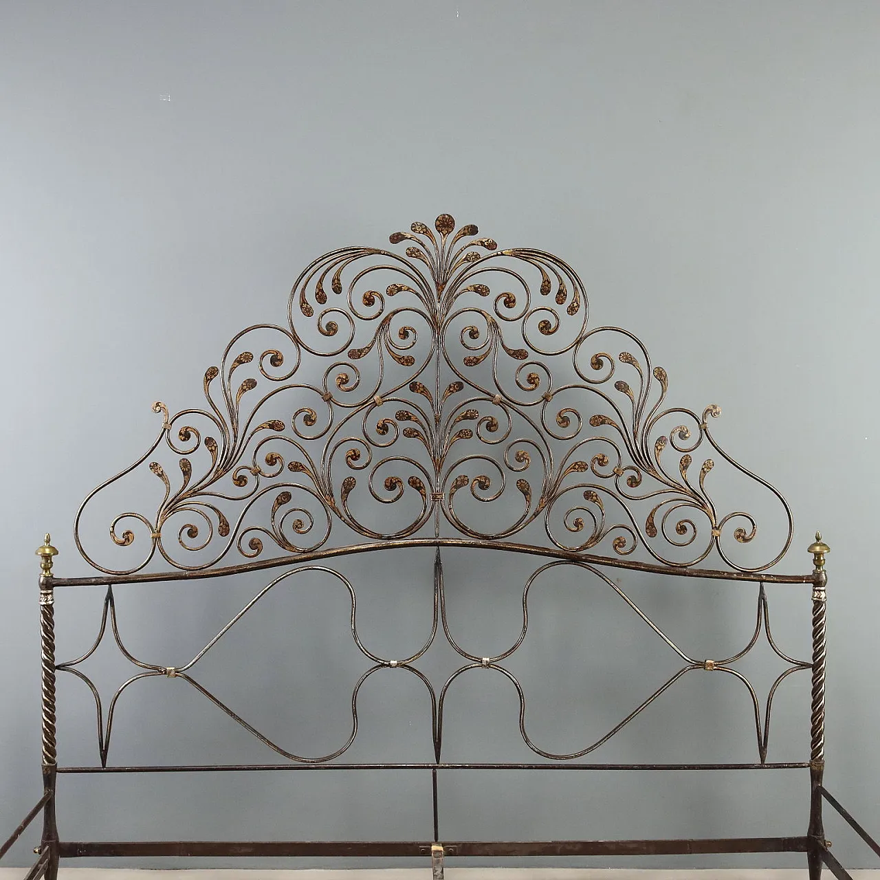 Wrought iron double bed, late 18th century 4