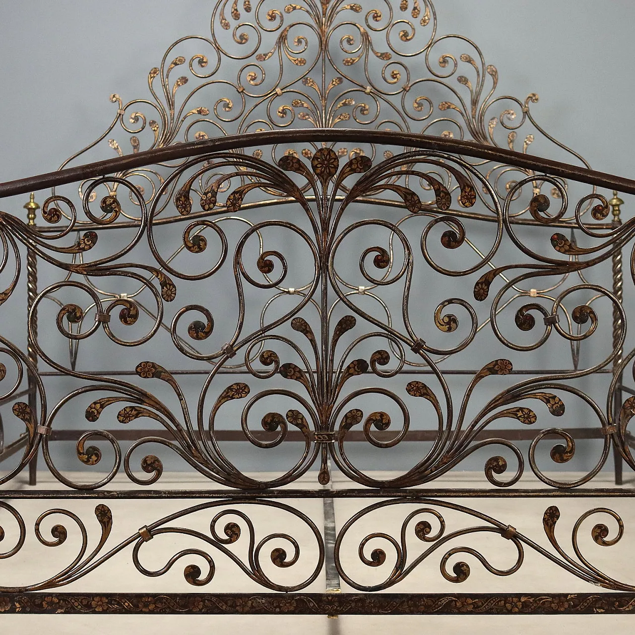 Wrought iron double bed, late 18th century 8