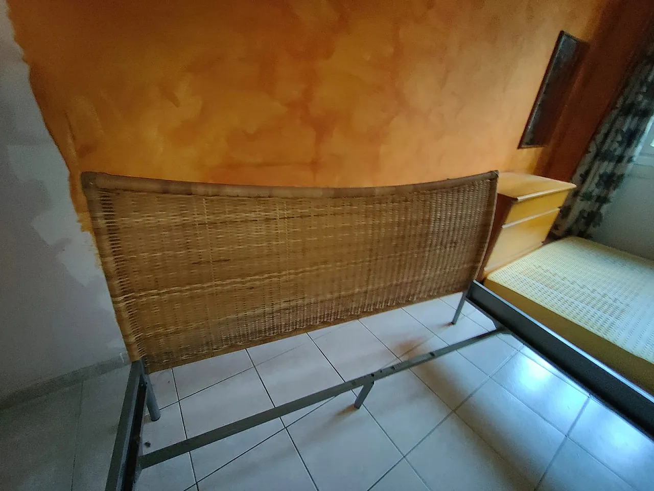 Double bed in iron and wicker, 1980s 5