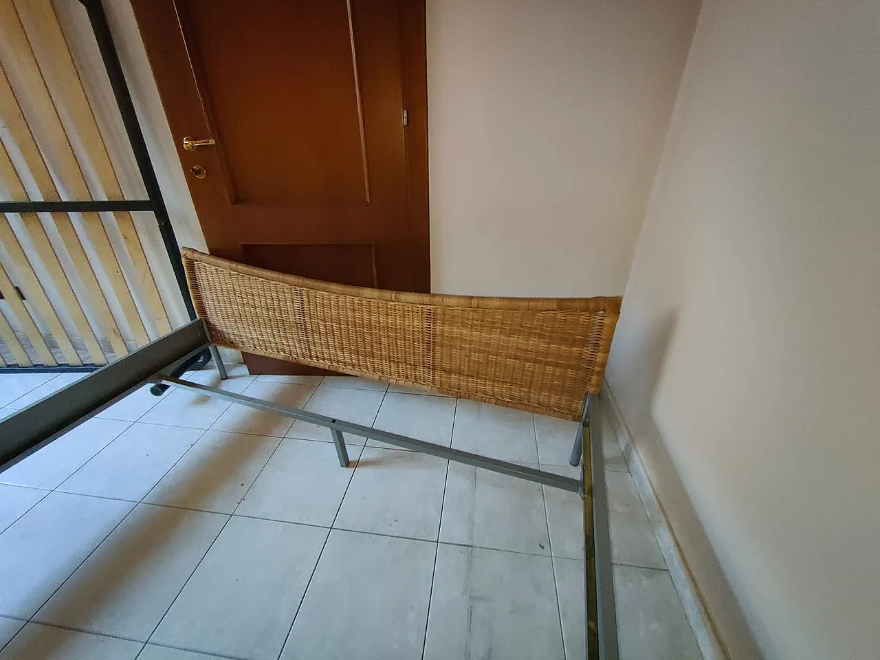 Double bed in iron and wicker, 1980s 6