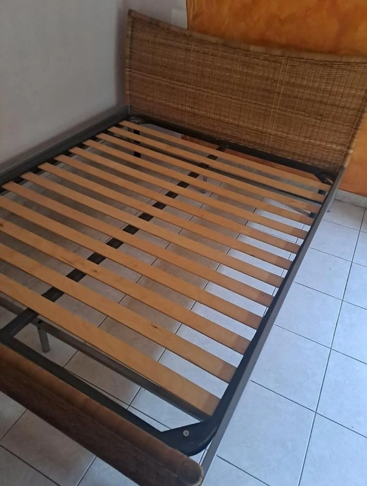 Double bed in iron and wicker, 1980s 7