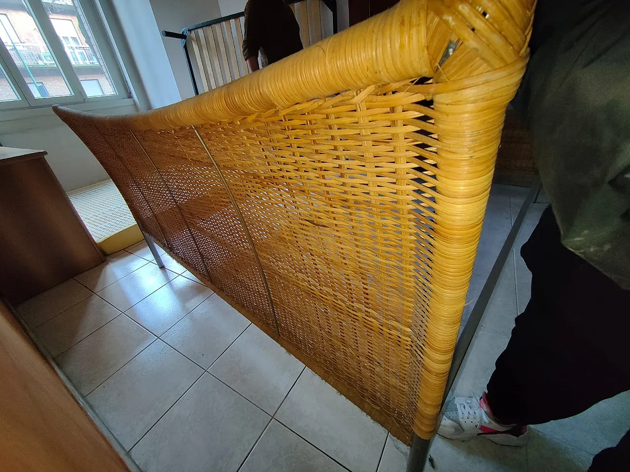Double bed in iron and wicker, 1980s 8